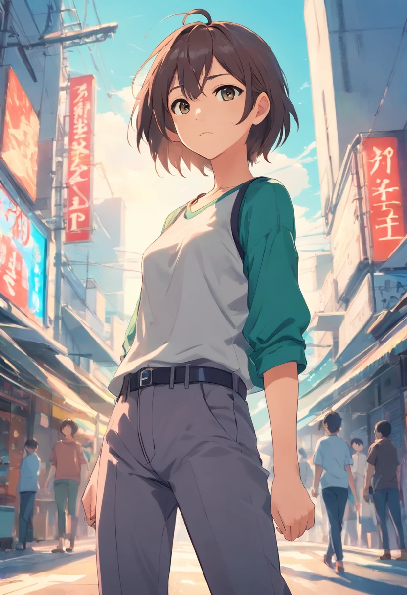 (Altas:1.2,HDR) Detailed illustration, gray pants, costas extremamente musculosas e definidas, focando em suas costas, anime,