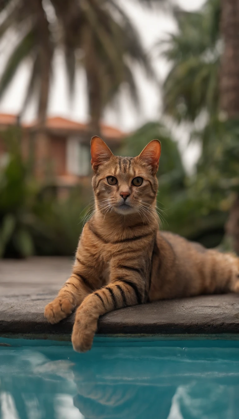 Create a stunning image of a cat perched gracefully on a rooftop against a backdrop of swaying palm trees. #CatOnRoof #PalmTrees #ArtisticPhotography,Sunset, thatched house. high definition and contrast photos,Unreal Engine 5, wide field of view, depth of field, hyper detailed skin, color correction, crazy details, color correction, hyperrealism, like a real live (best quality, masterpiece, 4k, ultra detailed, sharp focus, 8k, high definition, insanely detailed, intricate:1.2)high definition and contrast photos,Unreal Engine 5, wide field of view, depth of field, hyper detailed skin, color correction, crazy details, color correction, hyperrealism, like a real live (best quality, masterpiece, 4k, ultra detailed, sharp focus, 8k, high definition, insanely detailed, intricate:1.2)