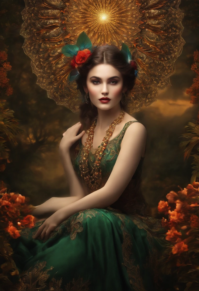 (Masterpiece, premier quality, Best quality, Art officiel, beautiful and aesthetic:1.2), (1fille:1.3), (Art fractal:1.3),
