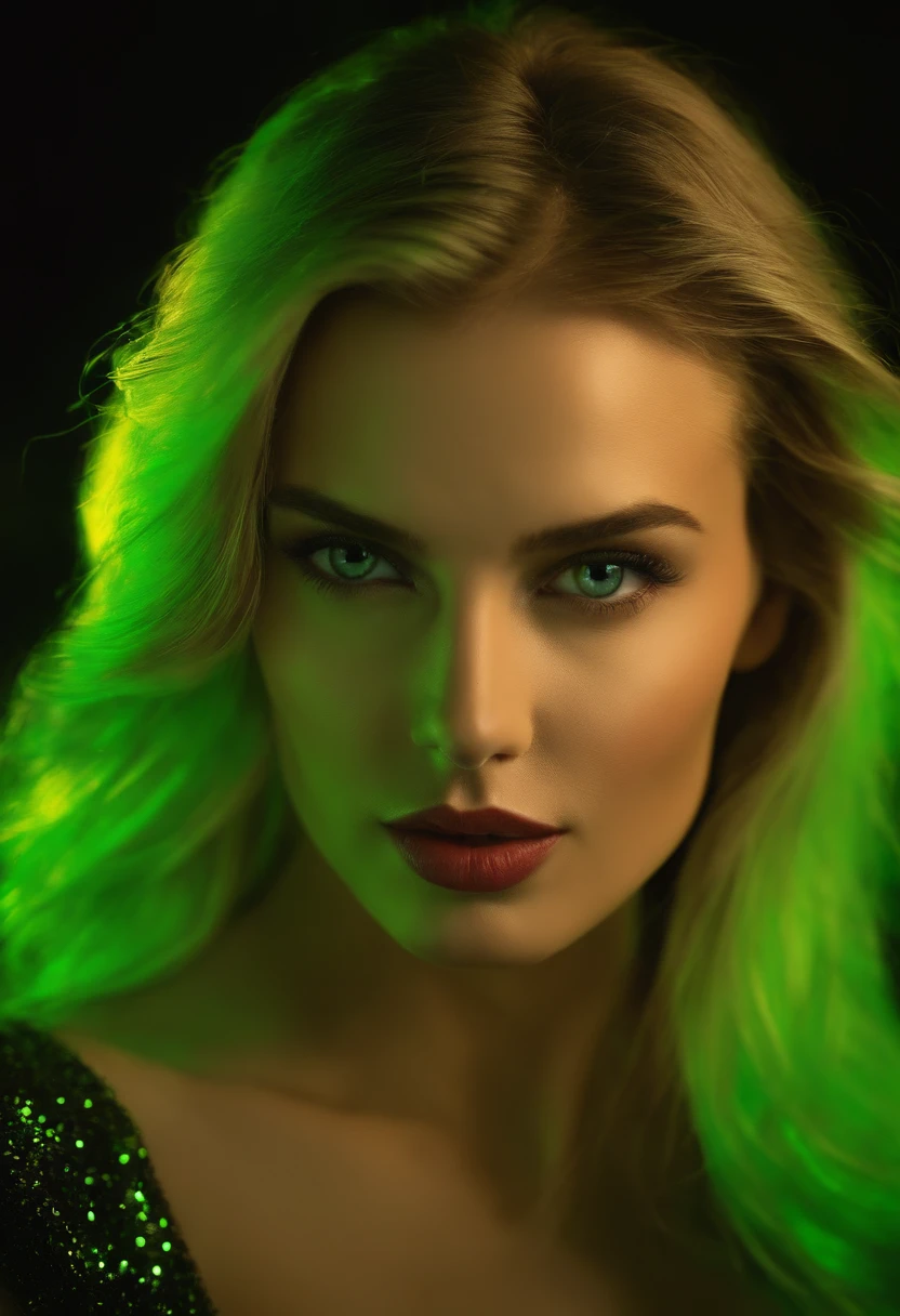 Femme ressemblant a Lana rhoades, cheveux blond, yeux vert, sexy, Photo en boite de nuit
