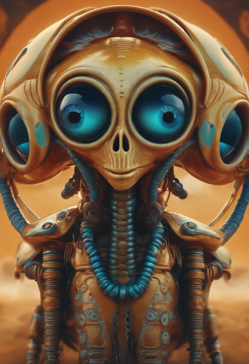 Make an alien with multiple eyes on your head, andando de bicicleta