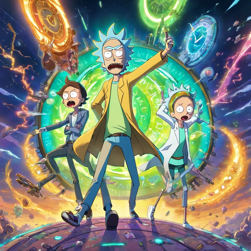 title: "Chronological chaos"
Sinopse: In the episode "Chronological chaos" de Rick and Morty, a crazy new invention by Rick accidentally messes up the entire time continuum, leading to a chaotic collision of different timelines. The narrative begins when Rick, em uma tentativa de aprimorar seu controle sobre as viagens no tempo, cria um "Cronomix Watch" which promises to synchronize all temporal dimensions in a single line.
No entanto, something goes wrong during an experiment and the Cronomix Clock explodes, creating a time wave that distorts and mixes countless versions of Rick and Morty from various realities. A partir desse momento, different incarnations of Rick and Morty begin to appear in the main timeline, com personalidades e objetivos completamente diversos.
A medida que a trama se desenrola, os Ricks e Mortys de diferentes realidades se encontram e interagem, creating situations both hilarious and tense. Some band together to try to fix the damage done by the Cronomix Clock, while others have agendas of their own, including conquering the multiverse or simply enjoying the confusion.
A linha entre aliados e inimigos se torna turva, since the characters have to face their alternate versions and deal with ethical and moral dilemmas involving the manipulation of time. The action unfolds in chaotic and surreal settings, where reality is constantly reshaping itself as different timelines collide.
Enquanto Rick e Morty lutam para restaurar a ordem temporal, They find themselves confronting not only the consequences of their own actions, but also exploring the complexity of the choices made in multiple realities. The episode addresses deep questions about free will, Identity and the implications of controlling time.
At the climax of the episode, Rick and Morty must find a way to reverse the damage done by the Cronomix Clock and separate the intertwined timelines. No entanto, They learn a valuable lesson