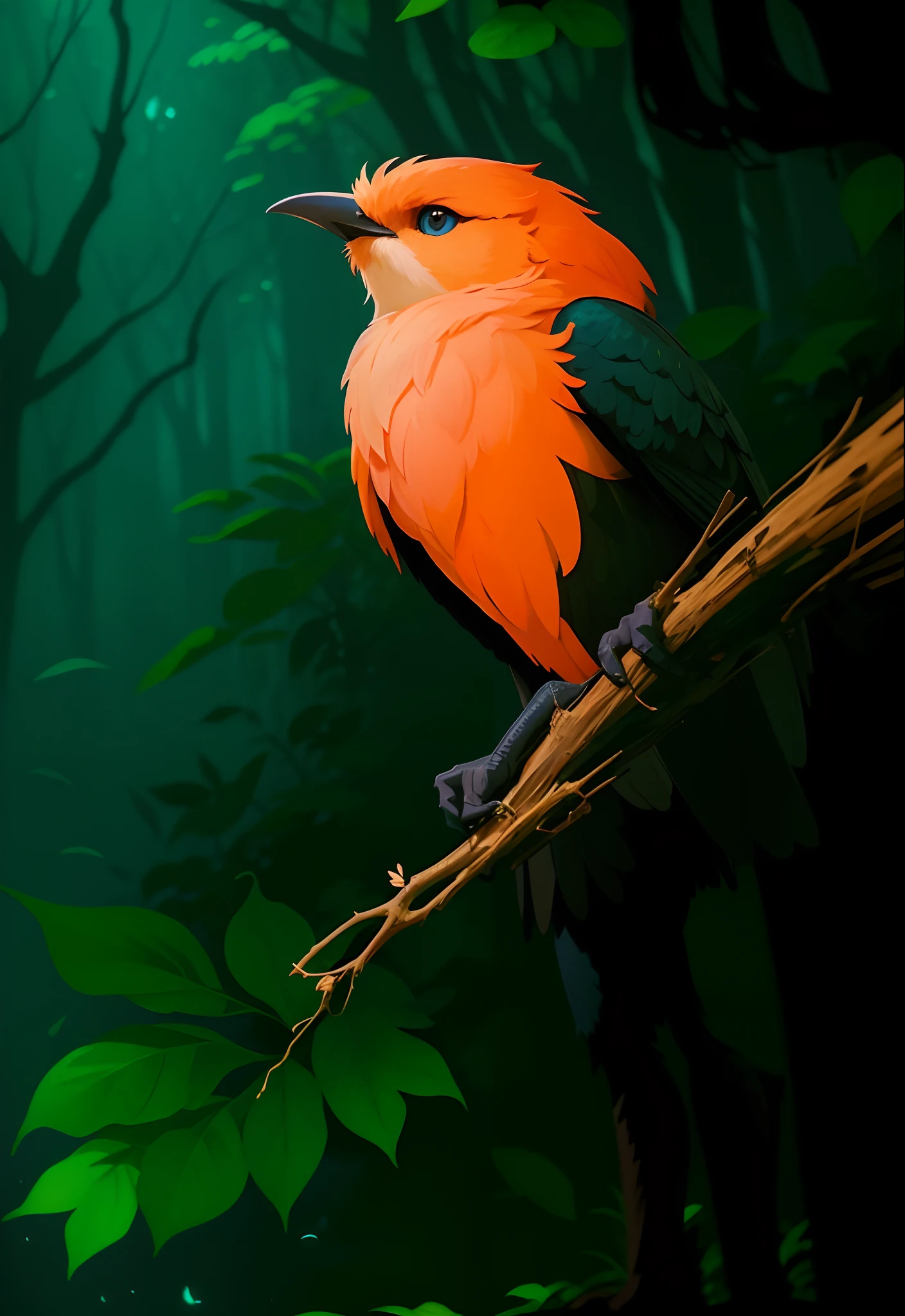 There is a painting of a man and a bird in the forest, arte de fantasia peluda, fantasia passaro amor, Beeple e Jeremias Ketner, arte peluda muito bonita, Cyril Rolando e Goro Fujita, Directed by: Ryan Yee, Artgerm e Atey Ghailan, anime exuberante john 8k madeiras, anthropomorphic furry art
