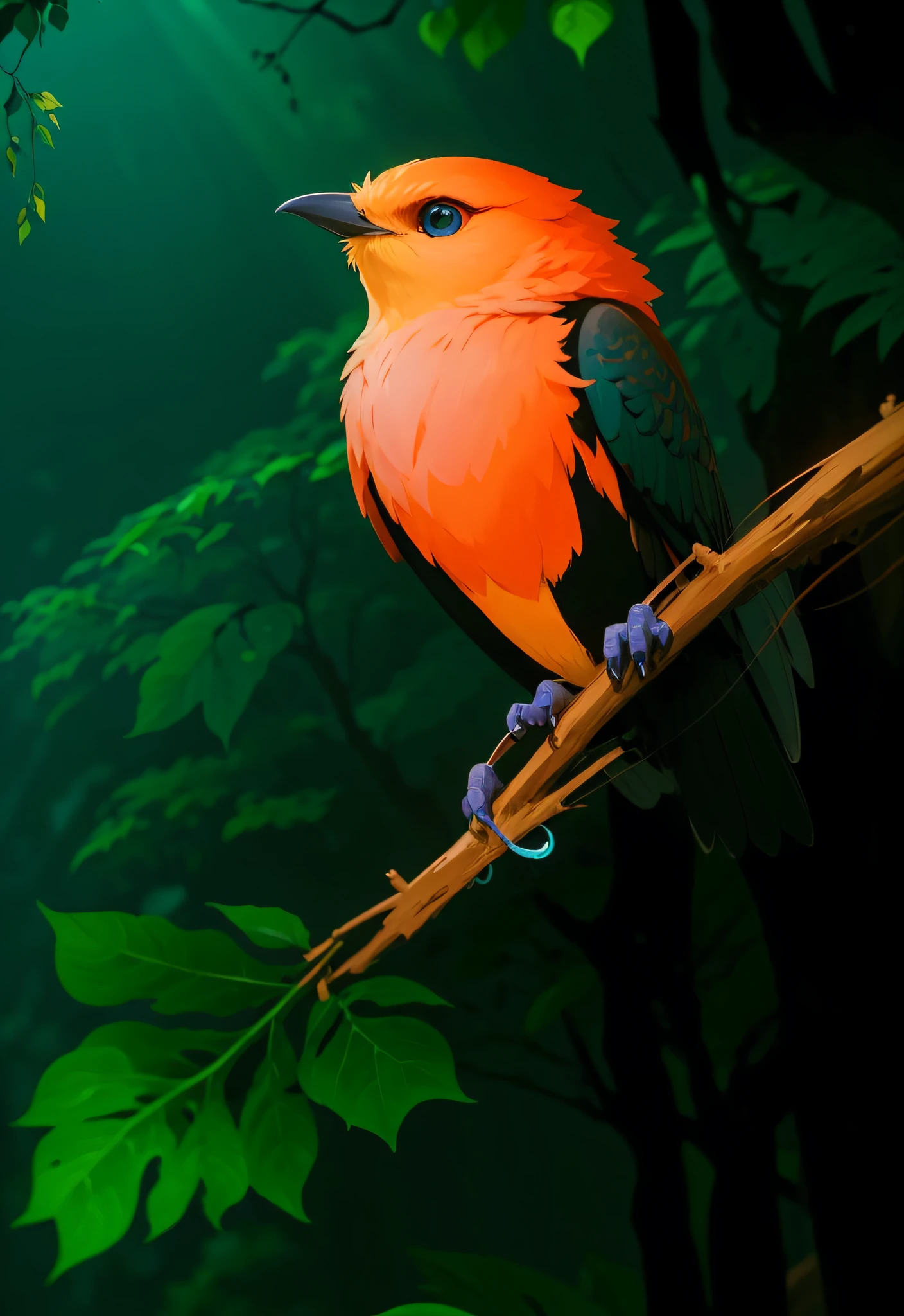 There is a painting of a man and a bird in the forest, arte de fantasia peluda, fantasia passaro amor, Beeple e Jeremias Ketner, arte peluda muito bonita, Cyril Rolando e Goro Fujita, Directed by: Ryan Yee, Artgerm e Atey Ghailan, anime exuberante john 8k madeiras, anthropomorphic furry art