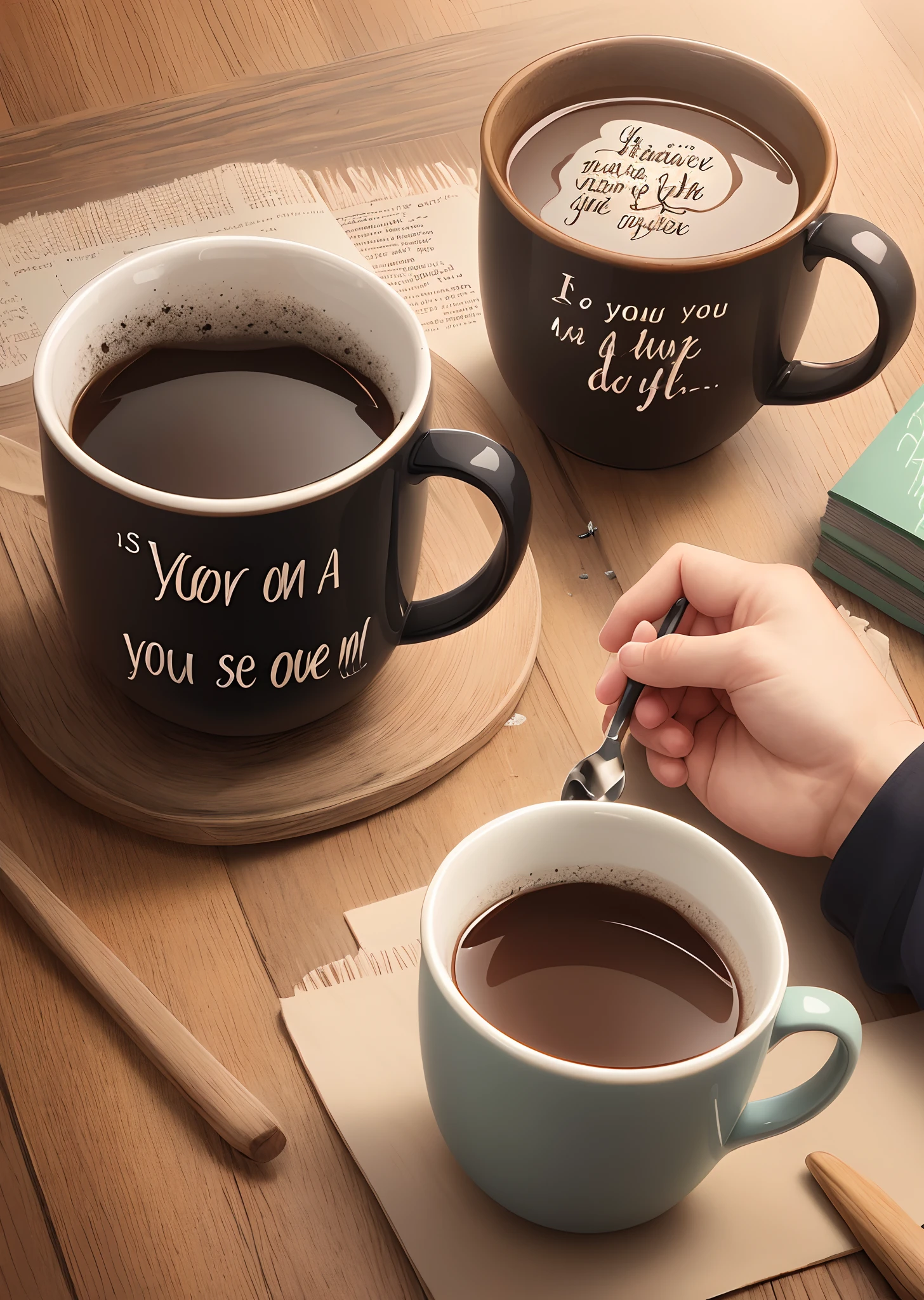 Make a picture for mug with beautiful phrases from anime