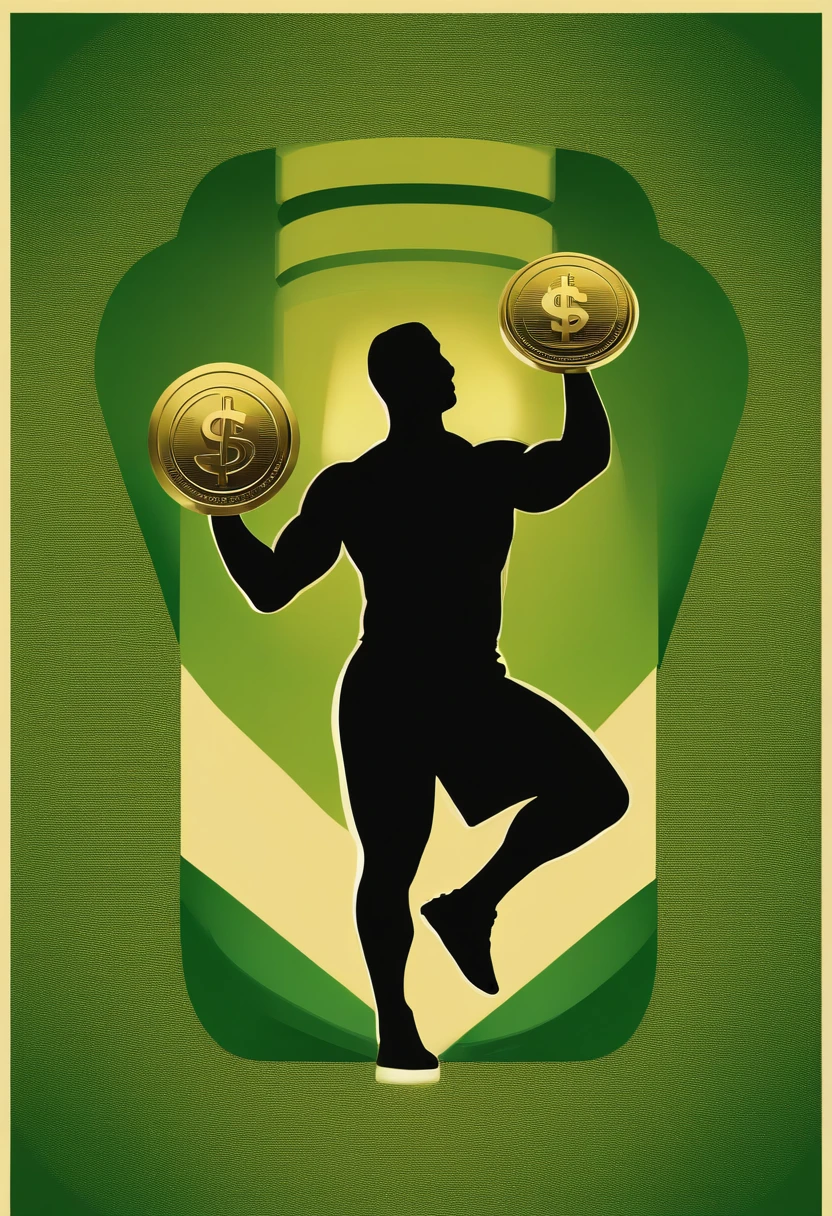 Background: A gradient of green (representing health) to gold (representing wealth and success).
Foreground: A silhouette of a fit individual lifting a dumbbell (representing sports and health), with a dollar sign on one end of the dumbbell (representing money) and a speech bubble on the other end (representing gossip).
Channel Name: Place the channel name, e.g., "VitalVibe", at the bottom in bold, modern typography.