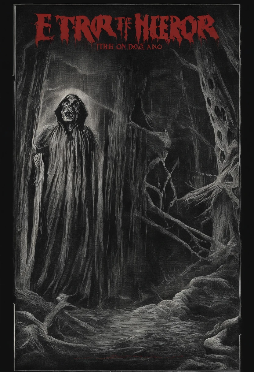 crie um poster de um filme de terror dos anos 70