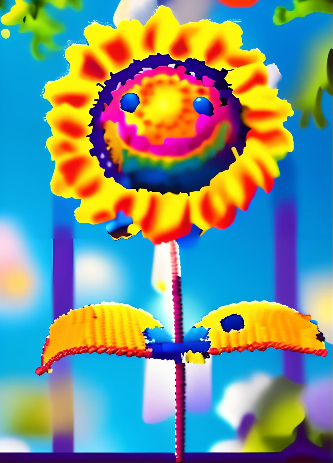 In a very grand scene，The extra-large wide-angle lens captures the appearance of a female centaur。She is a Sunflower Worship nun，Always opposed（Healing emoji smiley face of knitted sunflower puppet😊：99.99）DOA。She is tall，It has the ultimate curvy beauty，The muscles are slender and firm，Beautiful lines。She has（Super huge sky blue eyes：99.99）、always（Wearing sexy glasses：6.66）、（She wears solemn nun attire：9.9）、Stepping on a boot-style skyscraper-heel、A pink cross hangs on his chest。Use Midjourney's advanced tools，Designed for female centaurs（A knitted sunflower puppet and create a super healing cartoon smiley face in the center of the flower tray as a decoration：9.9），and noble and solemn nun costumes，and highlight her unique physiological characteristics and appearance details，Add realism。And in the context of her prayers and listening to confessions，Spectacular views of nature，Such as the sky where storms and sunny days alternate、Brilliant rivers of stars and auroras、The snow-capped summit of Mount Everest、Fireworks in the mountain town, etc。ao mesmo tempo，Away from the hustle and bustle next to the chapel，Create a fantastic scene。Use Midjourney's advanced tools and multiple color palettes、Brush Strokes、Texture tools and model packages，It shows a sense of atmosphere where beauty and charm coexist。The charm of the female centaur is highlighted through color and lines，Enhance realism with detailing，Create a surreal dreamy feeling。Additionally，Use Midjourney's tools to add various exorcism props and books to the female centaur、pergaminhos，Create intricate hairstyles and outfits，Give her a sense of premium。She never flinches，No matter what monster you encounter，can respond quickly，Even the most extreme armies of natural disasters and monsters could not stop her and her front（Sunflower with Tyndall effect that emits sunlight9.99）。Use Midjourney's powerful tools，You can do it with incredible detail and beauty，Bring this ultra-grand and beautiful scene to life。Ultra-grand sc