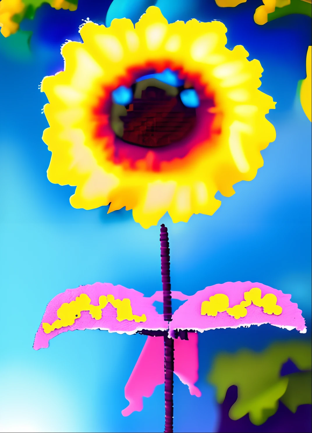 In a very grand scene,The extra-large wide-angle lens captures the appearance of a female centaur。She is a Sunflower Worship nun,Always opposed(Healing emoji smiley face of knitted sunflower puppet😊:99.99)DOA。She is tall,It has the ultimate curvy beauty,The muscles are slender and firm,Beautiful lines。She has(Super huge sky blue eyes:99.99)、always(Wearing sexy glasses:6.66)、(She wears solemn nun attire:9.9)、Stepping on a boot-style skyscraper-heel、A pink cross hangs on his chest。Use Midjourney's advanced tools,Designed for female centaurs(A knitted sunflower puppet and create a super healing cartoon smiley face in the center of the flower tray as a decoration:9.9),and noble and solemn nun costumes,and highlight her unique physiological characteristics and appearance details,Add realism。And in the context of her prayers and listening to confessions,Spectacular views of nature,Such as the sky where storms and sunny days alternate、Brilliant rivers of stars and auroras、The snow-capped summit of Mount Everest、Fireworks in the mountain town, etc。ao mesmo tempo,Away from the hustle and bustle next to the chapel,Create a fantastic scene。Use Midjourney's advanced tools and multiple color palettes、Brush Strokes、Texture tools and model packages,It shows a sense of atmosphere where beauty and charm coexist。The charm of the female centaur is highlighted through color and lines,Enhance realism with detailing,Create a surreal dreamy feeling。Additionally,Use Midjourney's tools to add various exorcism props and books to the female centaur、pergaminhos,Create intricate hairstyles and outfits,Give her a sense of premium。She never flinches,No matter what monster you encounter,can respond quickly,Even the most extreme armies of natural disasters and monsters could not stop her and her front(Sunflower with Tyndall effect that emits sunlight9.99)。Use Midjourney's powerful tools,You can do it with incredible detail and beauty,Bring this ultra-grand and beautiful scene to life。Ultra-grand sc