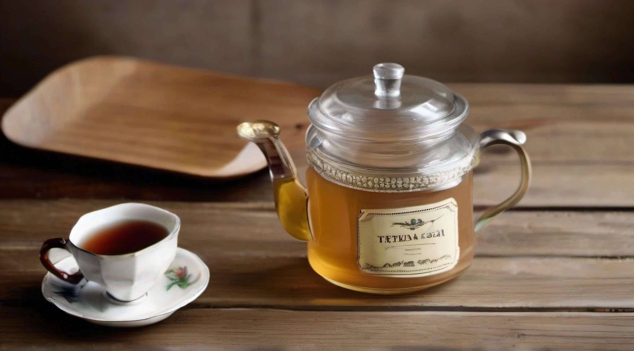 a tea check on a table a tea jar