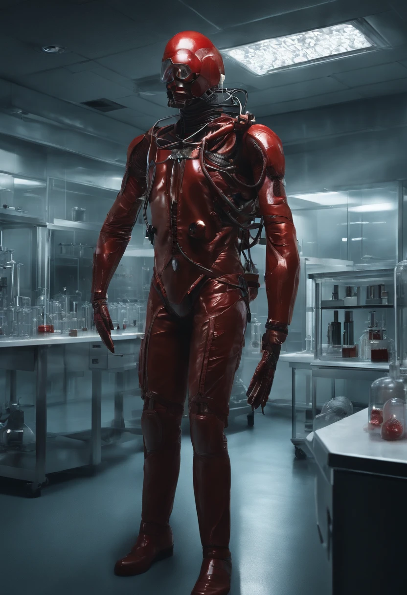 (best quality,highres),(realistic:1.37),(conceptual artwork),(portraits),(mysterious transparent creature with red blood being observed by scientists wearing masks in a laboratory),(detailed,scientific laboratory),(special containment unit),(advanced research facility),(intense focus),(bright,clinical lighting),(glass tanks),(scientific instruments),(biochemical analysis),(experiments),(exposing metamaterial properties),(startling visual impact),(hauntingly beautiful),(ethereal atmosphere),(subtle glow),(submerged in fluid),(unearthly,otherworldly:1.1),(enigmatic,intriguing:1.2),(elegant,graceful movements),(curious scientists),(meticulous documentation),(captivating,unpredictable),(discovering the unknown),(endless possibilities),(intense curiosity),(wh