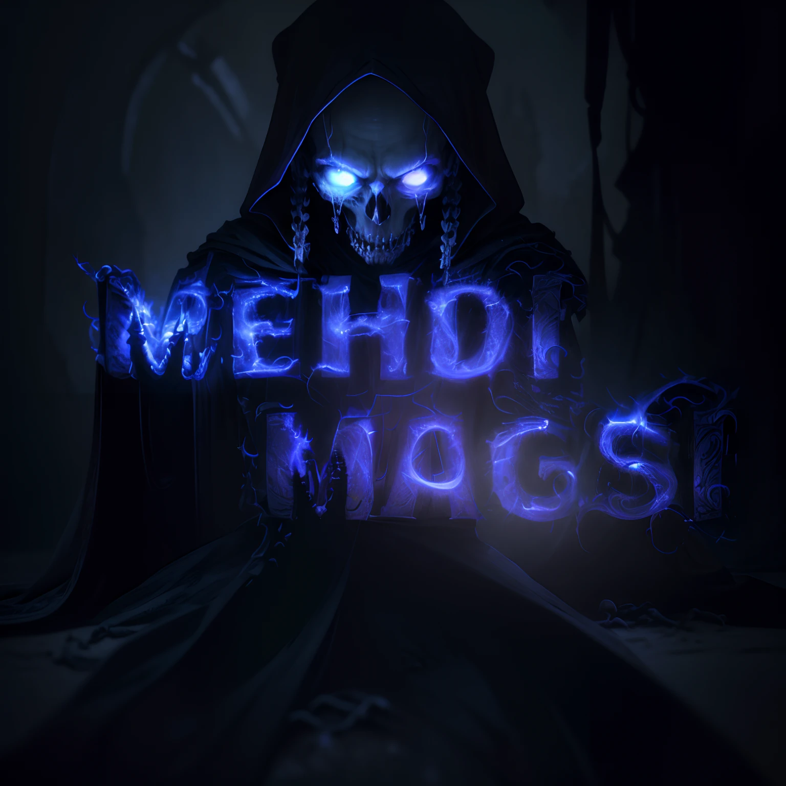 (extremely detailed 8k wallpaper),a medium shot photo of a fearful necromancer, intricate, high detail, dramatic, glowing evil aura, bones on the floor