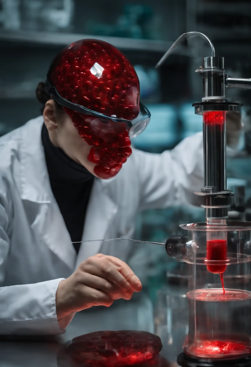 (best quality,Altas),(Realistic:1.37),(arte conceitual),(Retratos),(Mysterious transparent creature with red blood being observed by scientists wearing masks in laboratory),(circunstanciado,Scientific laboratory),(Special Containment Unit),(Advanced Search Center),(foco intenso),(brilhante,clinical lighting),(tanques de vidro),(scientific instruments),(Biochemical analysis),(Experiences),(expondo propriedades do metamaterial),(impacto visual surpreendente),(assombrosamente bela),(ethereal atmosphere),(brilho sutil),(submerso em fluido),(Sobrenatural,Sobrenatural:1.1),(Enigmatic,intrigante:1.2),(elegante,movimentos graciosos),(cientistas curiosos),(meticulous documentation),(cativante,unpredictable),(Descobrindo o desconhecido),(infinitas possibilidades),(curiosidade intensa),(Wh