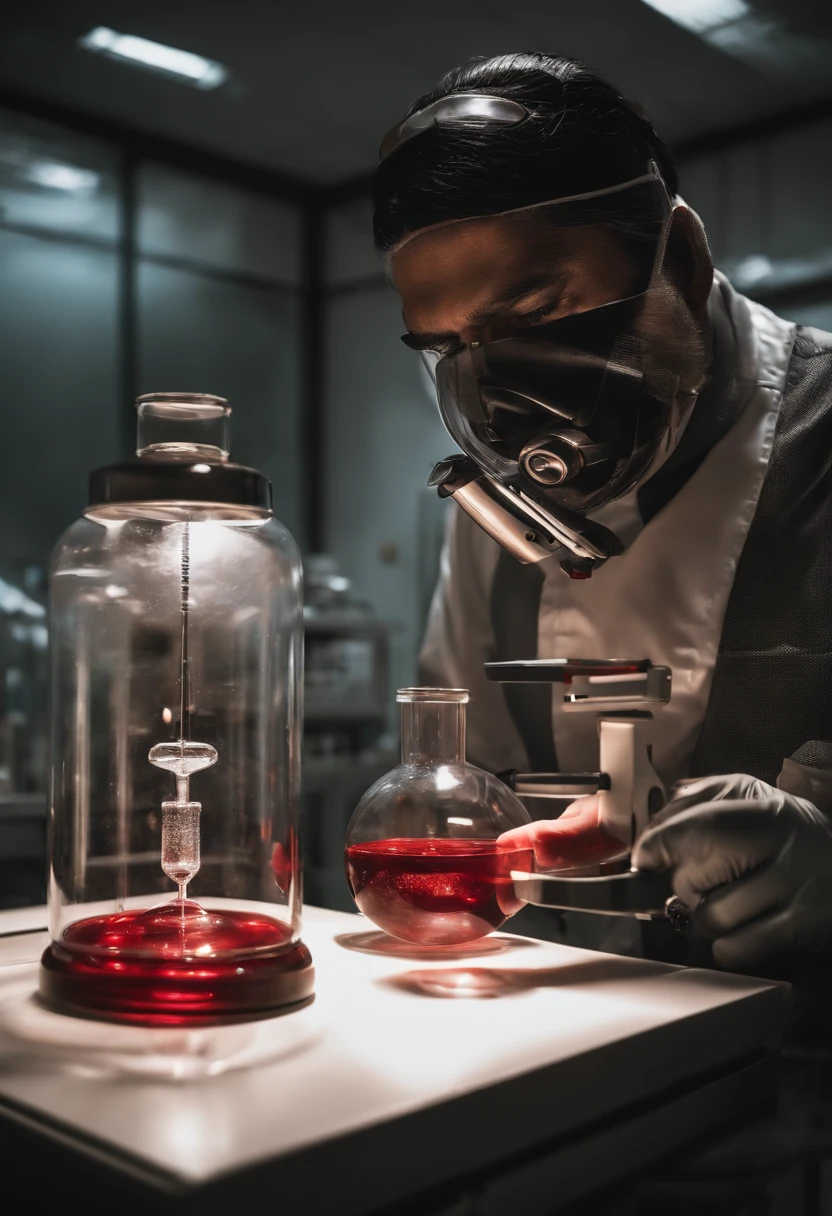 (best quality,Altas),(Realistic:1.37),(arte conceitual),(Retratos),(Mysterious transparent creature with red blood being observed by scientists wearing masks in laboratory),(circunstanciado,Scientific laboratory),(Special Containment Unit),(Advanced Search Center),(foco intenso),(brilhante,clinical lighting),(tanques de vidro),(scientific instruments),(Biochemical analysis),(Experiences),(expondo propriedades do metamaterial),(impacto visual surpreendente),(assombrosamente bela),(ethereal atmosphere),(brilho sutil),(submerso em fluido),(Sobrenatural,Sobrenatural:1.1),(Enigmatic,intrigante:1.2),(elegante,movimentos graciosos),(cientistas curiosos),(meticulous documentation),(cativante,unpredictable),(Descobrindo o desconhecido),(infinitas possibilidades),(curiosidade intensa),(Wh