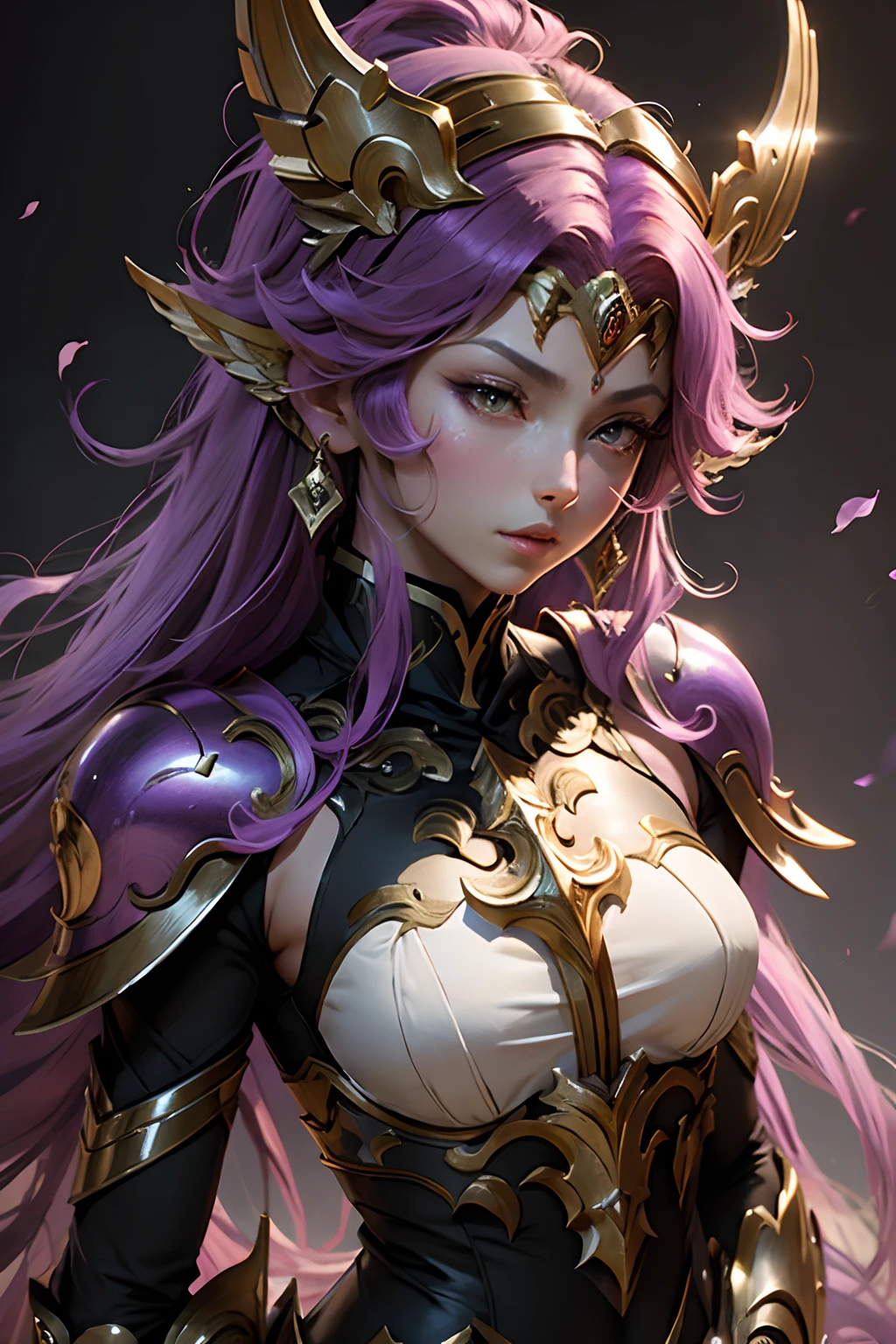 Saint Seiya、Purple dragon、God Cross、femele、Beautiful face、painterly、ultra-detailliert、CG
