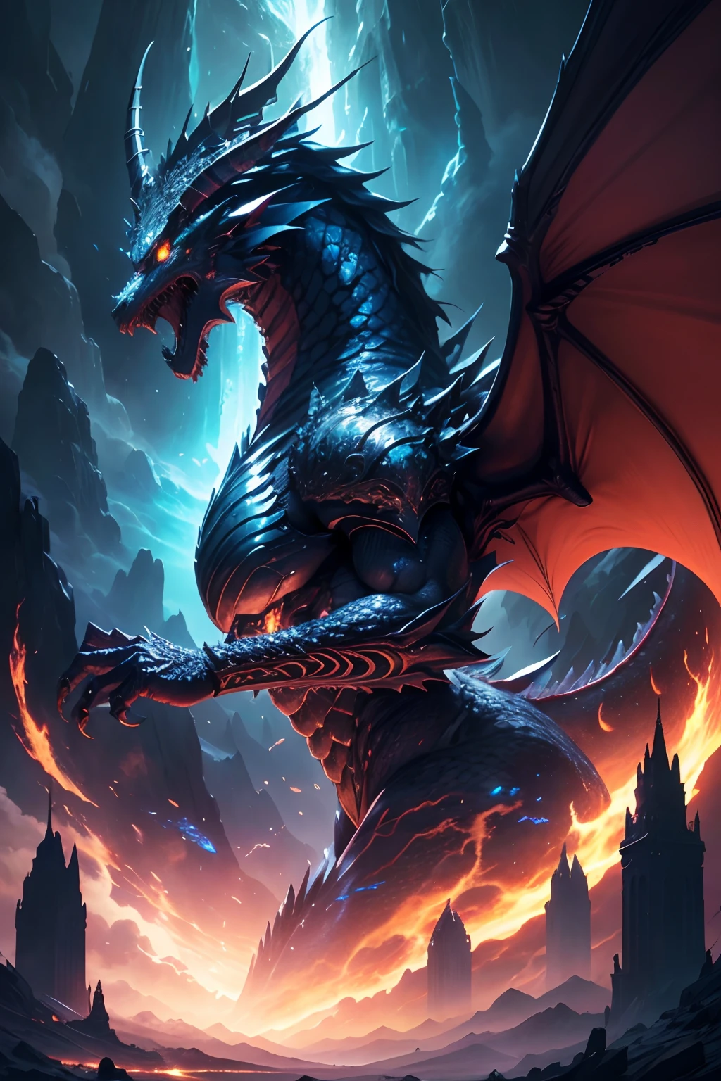 (anime artwork), (best quality,highres), detailed figure, powerful dragon, magical spells, mystical landscape, epic battle, ancient artifacts, fearless warrior, intricate armor, intense expressions, dramatic lighting, vibrant colors, dynamic action, fantasy setting, intricate details, otherworldly creatures, captivating composition, atmospheric effects, mythical creatures, immersive world, heroic adventure