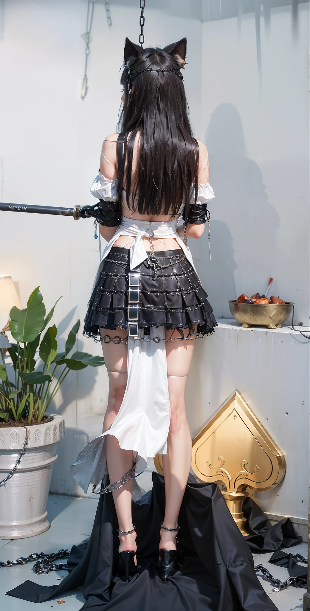 ,((Wearing a torn sheer costume of a superheroine)),(, No bra)), Wet crotch, Wet thighs, Beautiful girl with accentuated slender abs: 1.4, (((nipple tips protruding, areola is protruding, The shape of the pubic region is clearly visible)), sixpack abs: 1.4, Bust Botox, Photo, Sharpness, Unique 850 4, Koda850 k portrait camera, F1.6 shots, Ultra-realistic textures, Spectacular light textures, Cinestil 800 Fashion Mechanics, (futuristic sci-fi battle fashion: 1.1), (tied perfectly by chain), Restraint, Slaves, collars, ((wide prison with sunlight)), Dark fantasy, Realistic material details, extreme hight detail, Ultra-realistic materials ((Torn costume))), Wet, Cloudy, (Chained)), ((big emphasized by chains)), ((chains digging into crotch)), ( (Collar)), (, No bra), shredded costumes, broken golden shields and battle spears,, White combat gloves, Combat shoulder armor, Blood splattered on the face, Blood splattered, Realistic, (Bruises, Dirty, ripped clothing, skimpy clothing, Blood: 1.3), Torn Cape, Torn pantyhose, Long legs, ((iron pipe in the crotch)), Metallic shackles and fetters, ((chains hung from heaven)), Wet crotch is clearly visible, Swarovski's sword and the anatomy beneath his feet, (futuristic sci-fi battle fashion, Torn mesh stockings),Back Shadow,fox tails