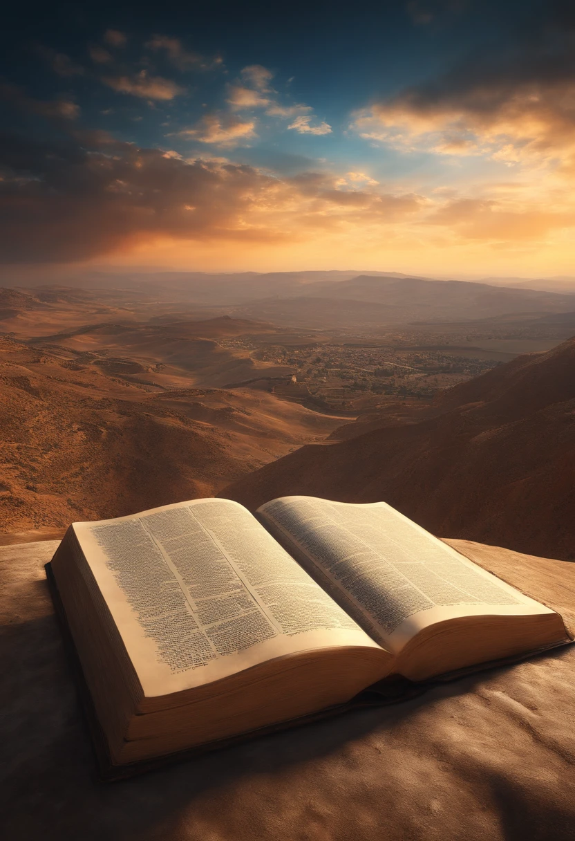 Amazing Holy Bible,, Landscape in the skies, cinemactic, Israel and Jerusalem, ultra fotorreal, Ultra Detalhado, hiper-realista, octan render, 8k, Full HD, melhor qualidade, ultra high-resolution