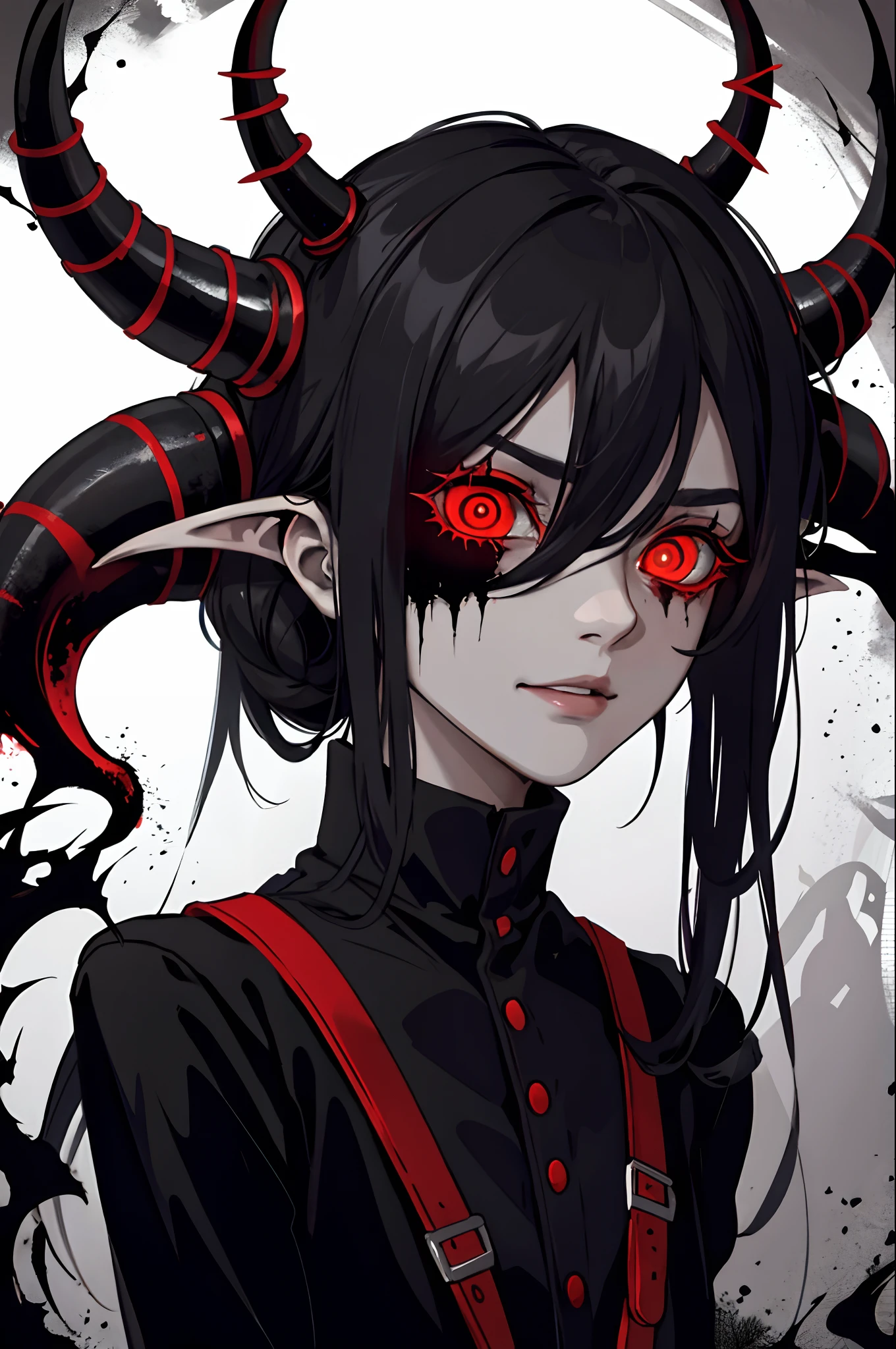 A close up view of sinister and glowing demonic eyes, dark chilling horror film elements, perfect masterpiece, high quality, high resolution