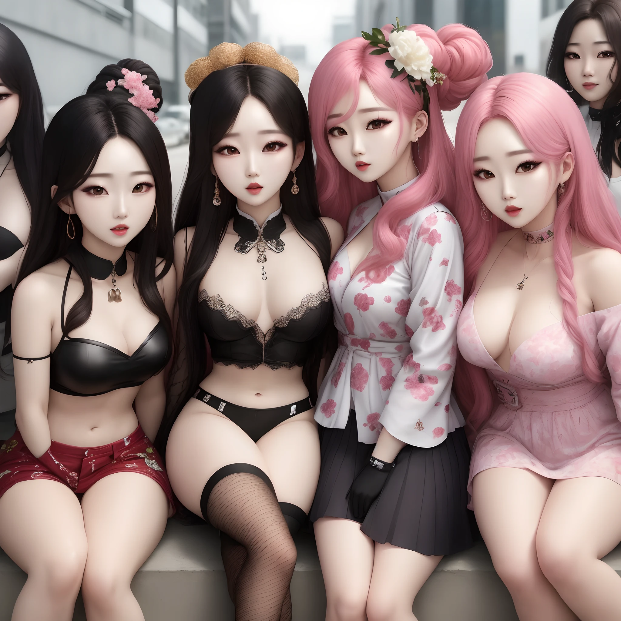 crie um girl group de kpop com 5 integrantes coreanas e 1 japonesa, que tenha um conceito girl crush