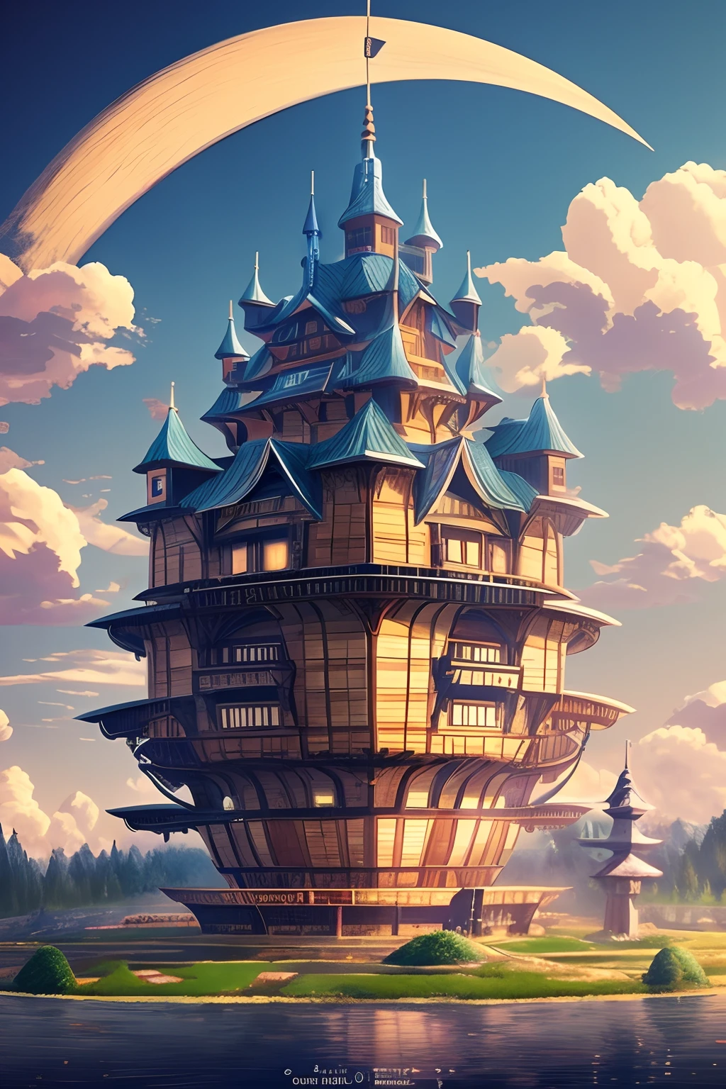 Giant moving castle,4K Ultra HD, 超高分辨率, (Photorealistic: 1.4), Best quality,tmasterpiece