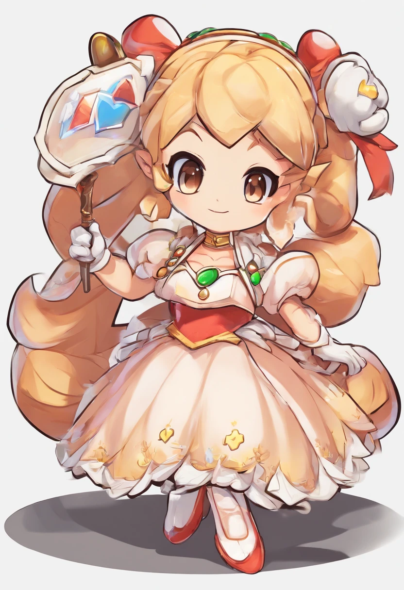 a girl, artificial empathy, Equipped with wooden wand, ultra detailed, high definition, highest quality, Perfect alignment, Clear outline, Game Character Design, fullbody, standing posture, chibi anime,