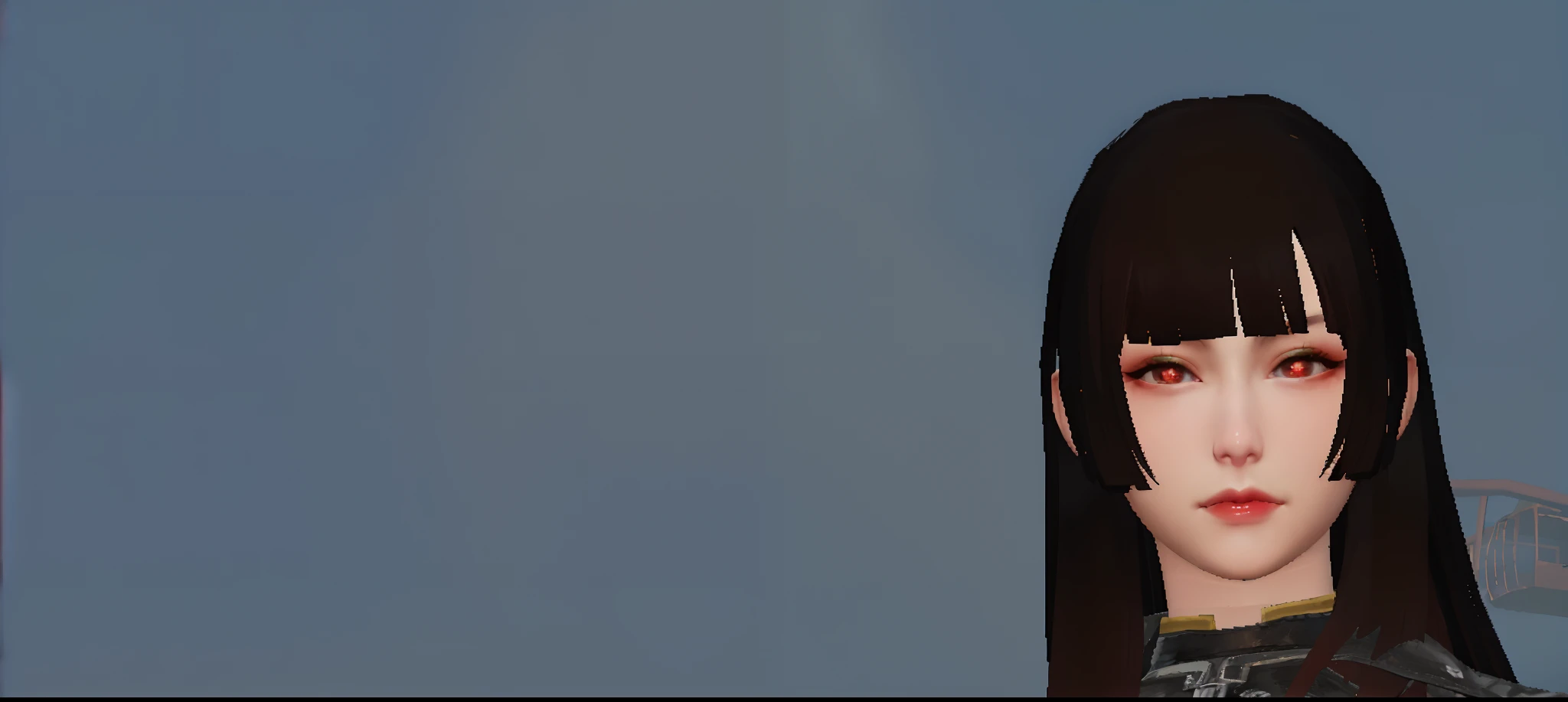 there is a woman in a leather jacket and a palm tree, with very highly detailed face, female character, character close up, close up character, highly detailed character, only a few bangs of hair, female lead character, she has black hair with bangs, lineage 2 revolution style, character close-up, inspired by Sim Sa-jeong, from ncsoft