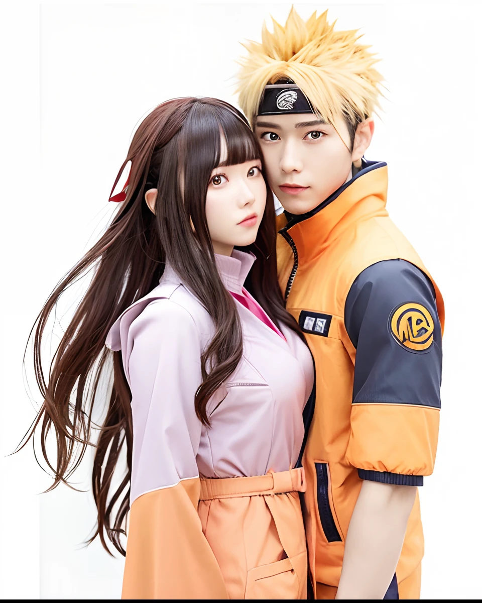 2fhoto naruto and hinata Oren jacket realistic. Ultra detail.