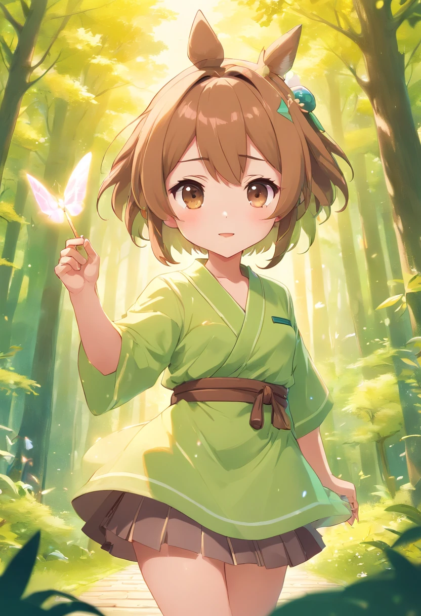 8K Ultra HD, highly detailed, A digital illustration of anime style, soft anime tones, Fairy tale forest concert, A detailed illustration of a music concert in which animals and fairies play musical instruments in a fairy tale forest, stickers, style cartoon, two-dimensional, planar vector, character design, vector art, fantasy art, T-shirt design, Background with light brown gradient, Chibi Chara, Super Deformed Character, full body, Cute Design, Two-Dimensional, Character Design, Adorable Characters, Mascot Characters, Adobe Illustrator, soft tetrad color, luminism, Feeling like Kyoto Animation, pixiv, luminism, 3d render, octane render, Isometric, awesome full color,