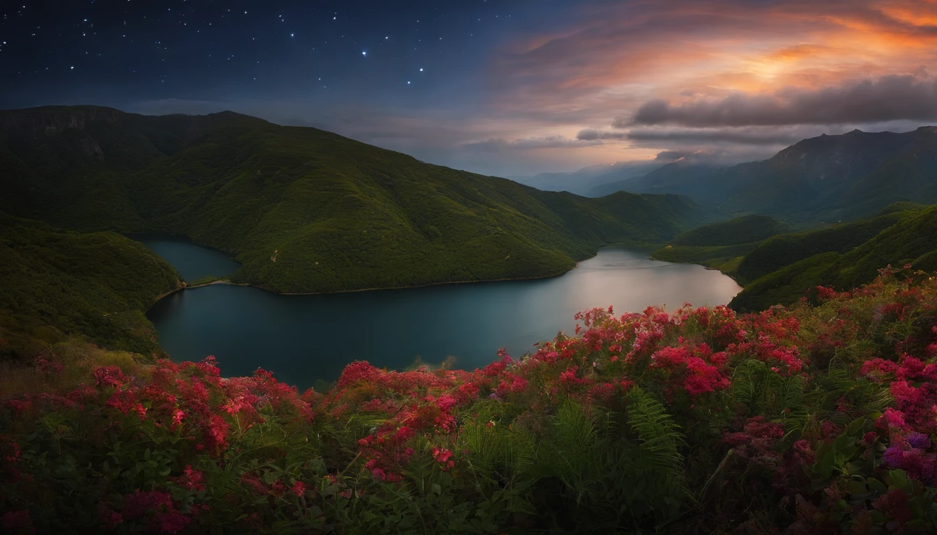 "Por favor, Create a high-definition image of a starry sky, transmitindo a ideia do lugar celestial onde Deus reside, with an artistic representation of God, como um Pai amoroso, reaching out from heaven to earth. Use soft lighting to highlight details, as cores devem ser sutis.