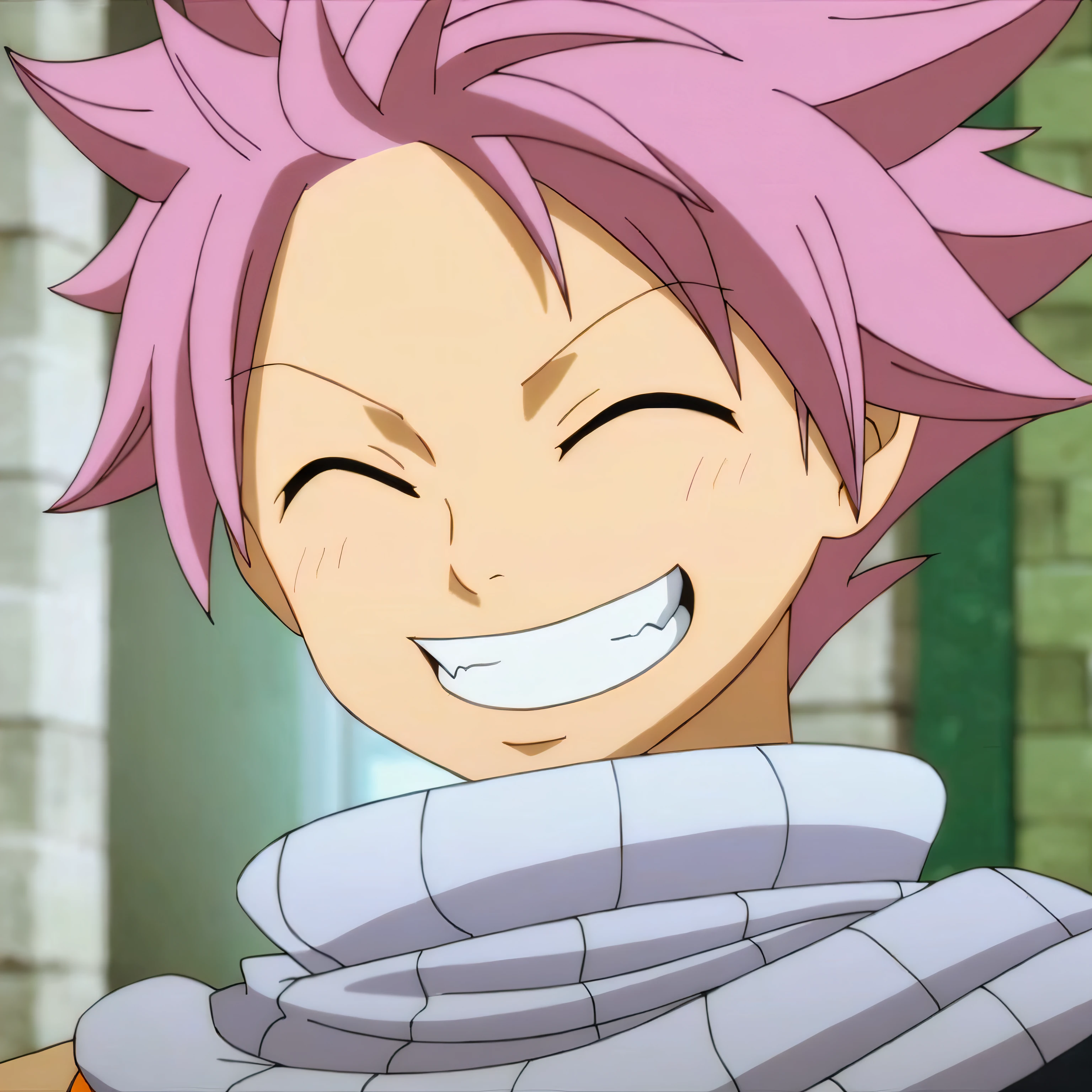 a close up of a person with pink hair smiling, giddy smirk, grinning lasciviously, smug grin, cunning smile, [[[[grinning evily]]]], joyful smirk, smug smile, smiling maniacally, smug smirk, pink iconic character, choke smirk smile grin, smiling but has a temper