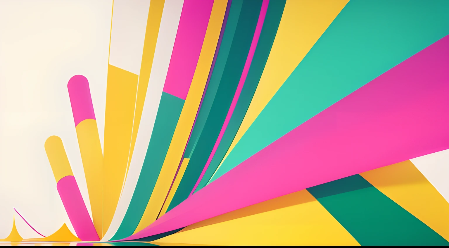 (best quality,highres),colorful minimalist art,white background,abstract shapes,pink green and yellow color accents,vibrant colors,playful composition