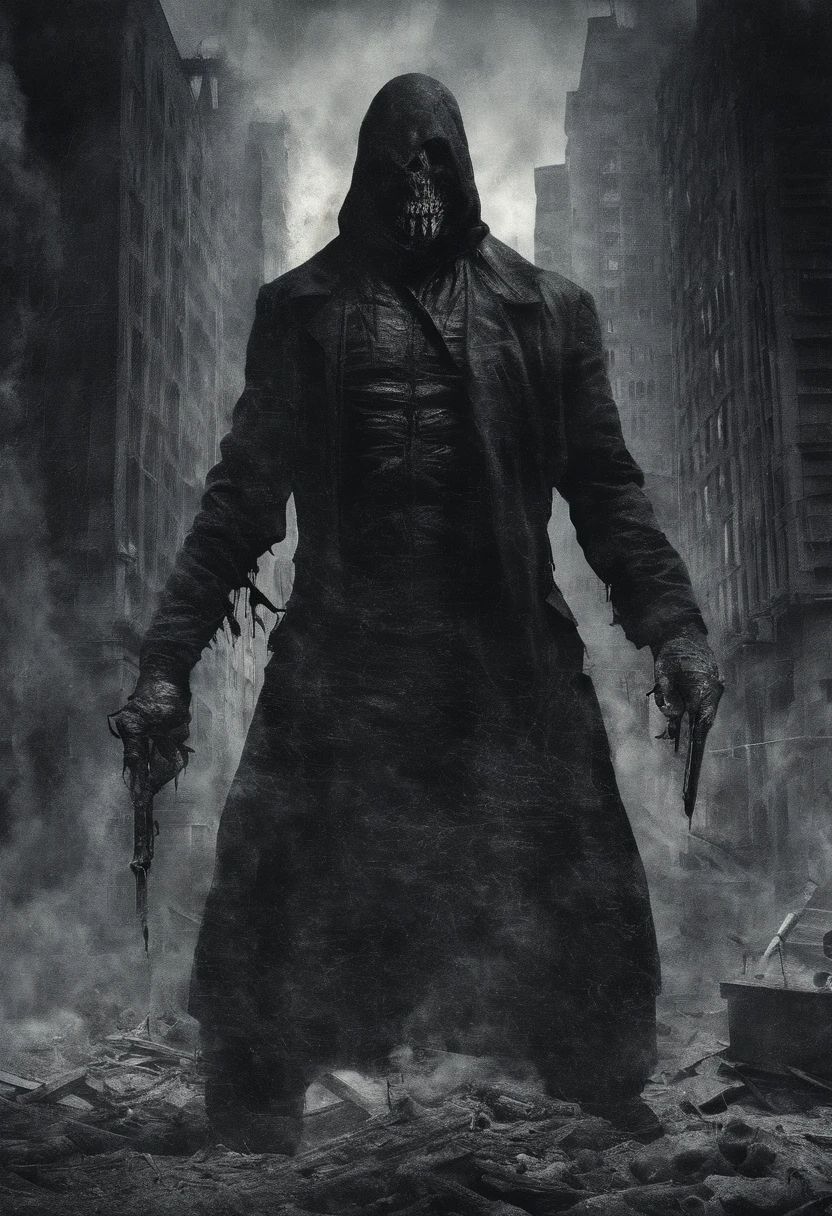 Homem musculoso, crescendo descontroladamente, cada vez maior, ficando colossau, destroying buildings and every kind of construction that stands in your way