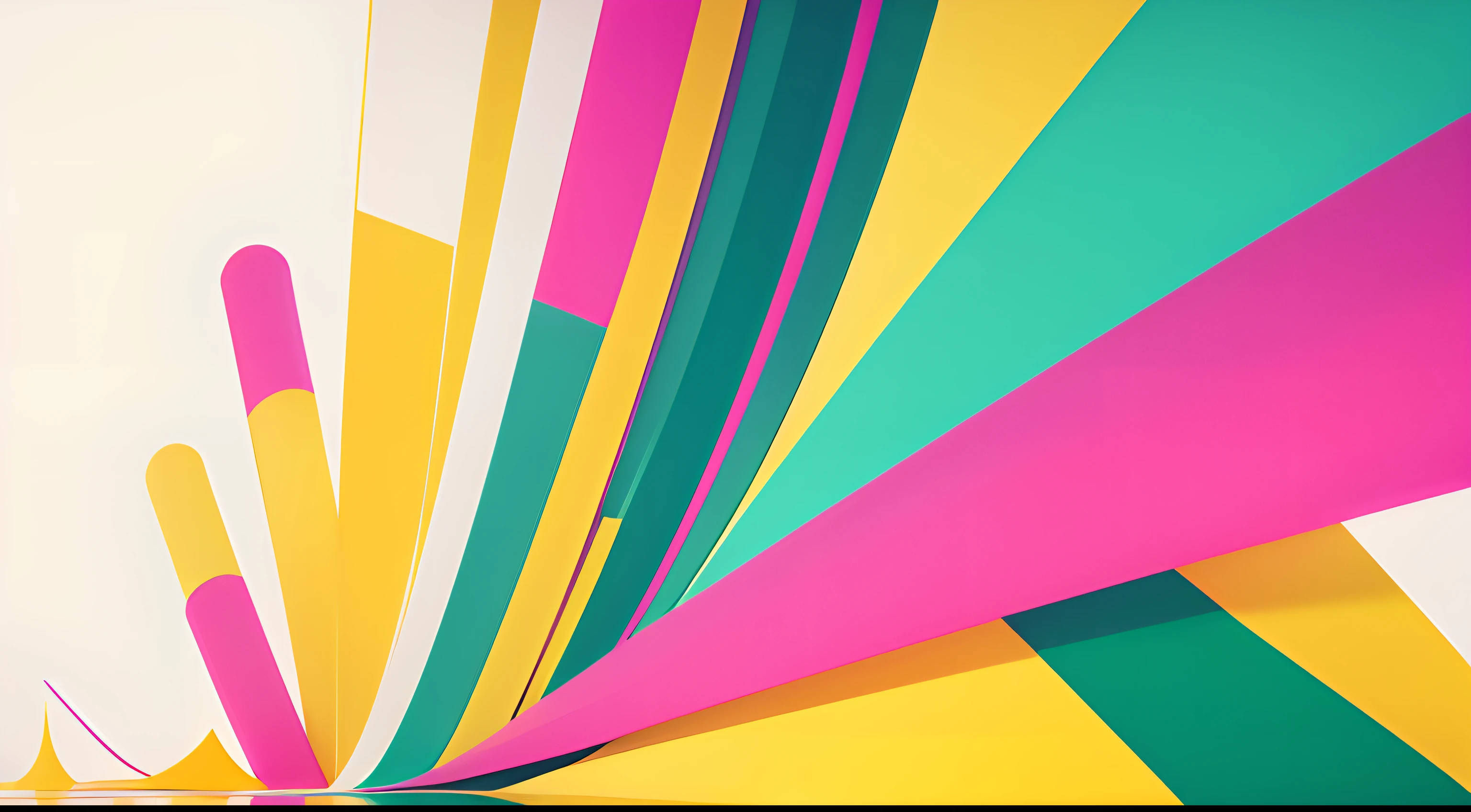 (best quality,highres),colorful minimalist art,white background,abstract shapes,pink green and yellow color accents,vibrant colors,playful composition