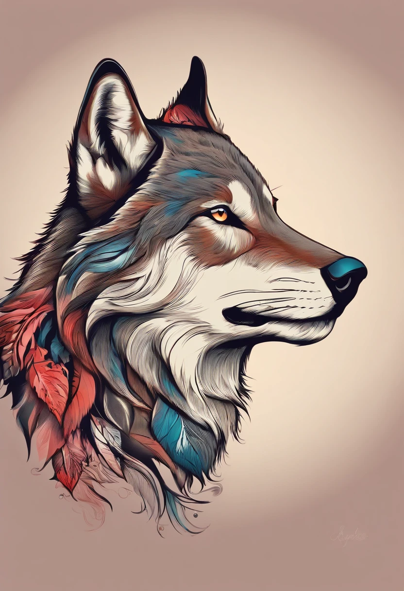 Create a logo of a wolf symbolizing independence. with a bright blush on the head