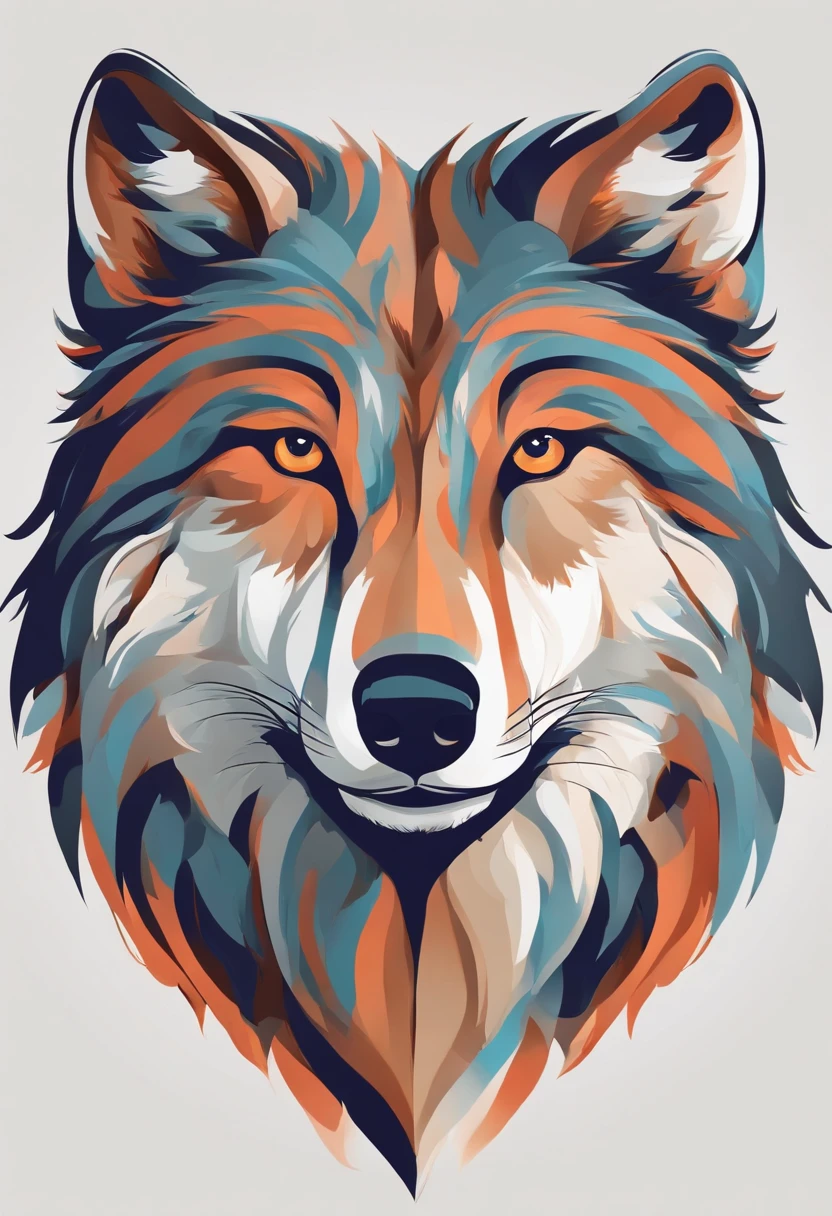 Create a logo of a wolf symbolizing independence. with a bright blush on the head