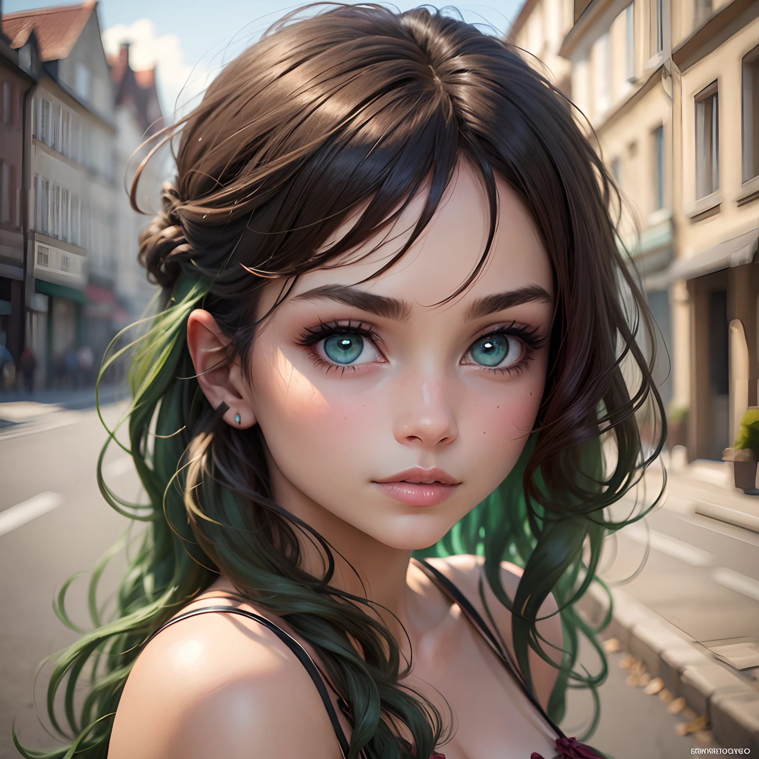 (Jogo King Card:1.5, simetria rotacional), A watercolor and pencil drawing of a girl dressed as Moana wavy dark red hair, (LiliArt), atraente deslumbrante, Realistic facial features, (poros da pele:1.1), pele texturizada, analogue, grain of film, rosto detalhado, corpo proporcional, ((Wearing navy blue business suit: 1.5)), corpo magro em forma, alta resolução, studio lighting, detalhes complexos