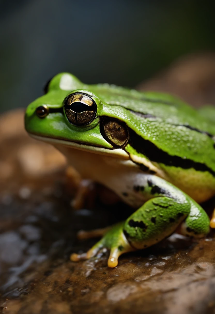 Create an image of frog talking to Scorpio on the side edge