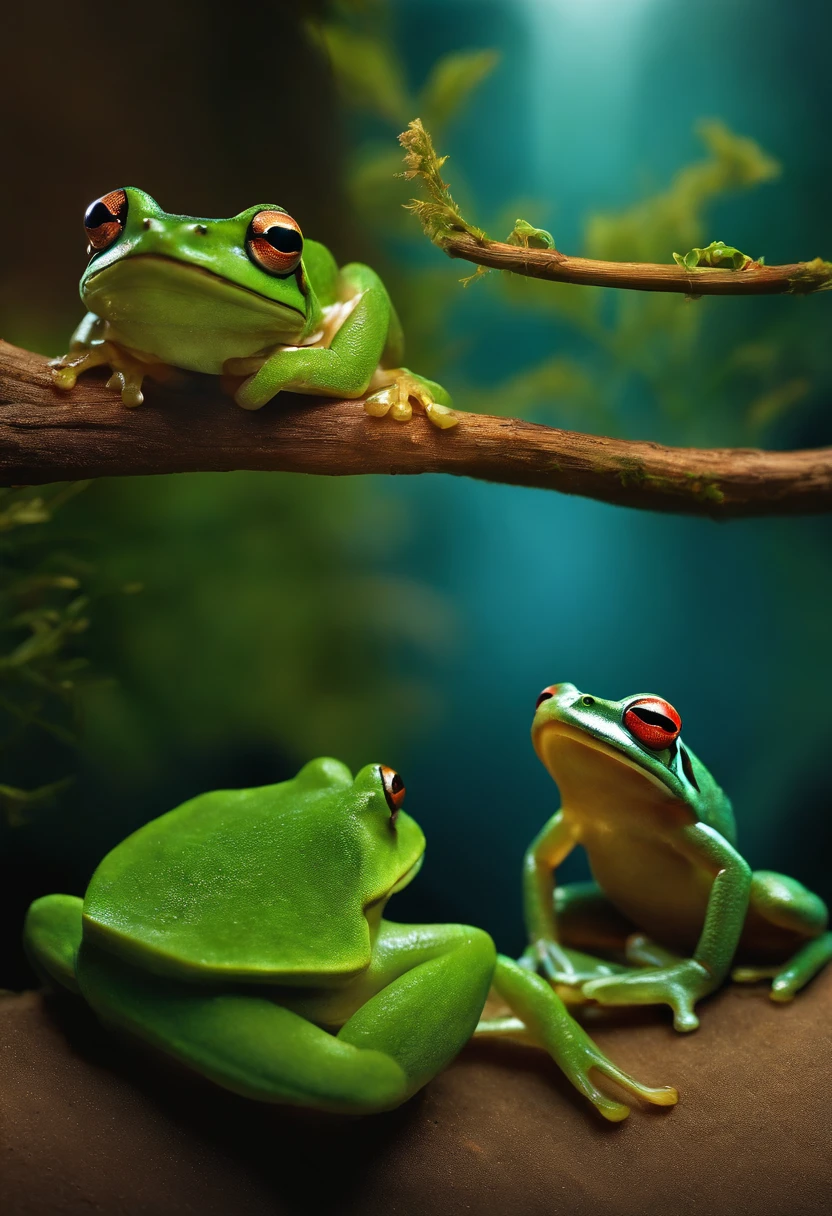 Create an image of frog talking to Scorpio on the side edge