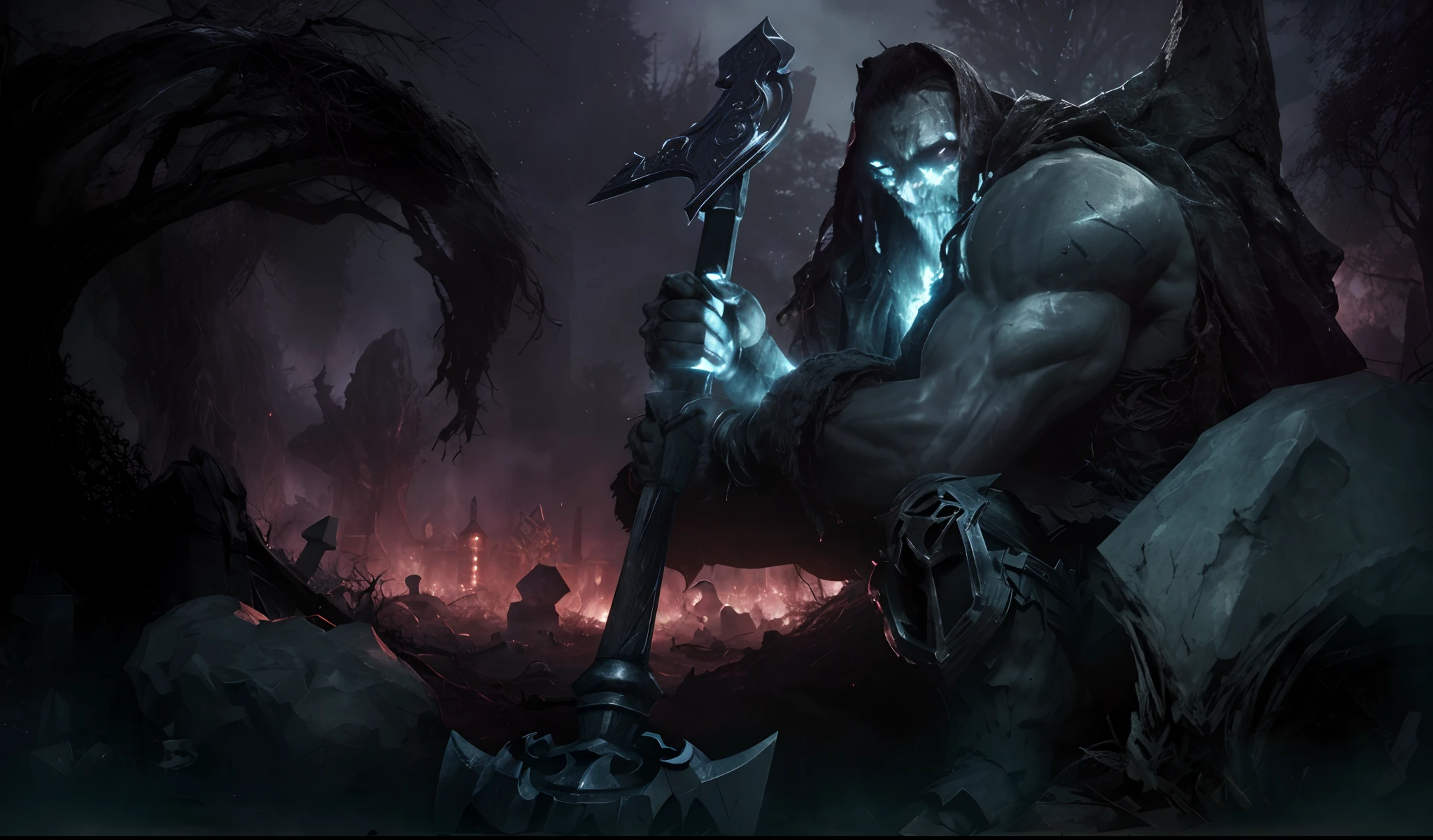 (best quality,4k,highres:1.2),ultra-detailed,photo-realistic:1.37,Yorick from League of Legends,splash art,holding a shovel,
authentic,detailed eyes and face,lenuskha's style,longeyelashes,long beard,dirty clothes,tattered cape,
ominous atmosphere,ancient cemetery,Nightbringer skin,emission of dark energy,haunting expression,bright moonlight,
eerie shadows,twisted trees,cracked gravestones,exquisite render,complex textures,dynamic composition,
impressive lighting,subtle color palette,foreboding ambience,ethereal glow,stunning perspective