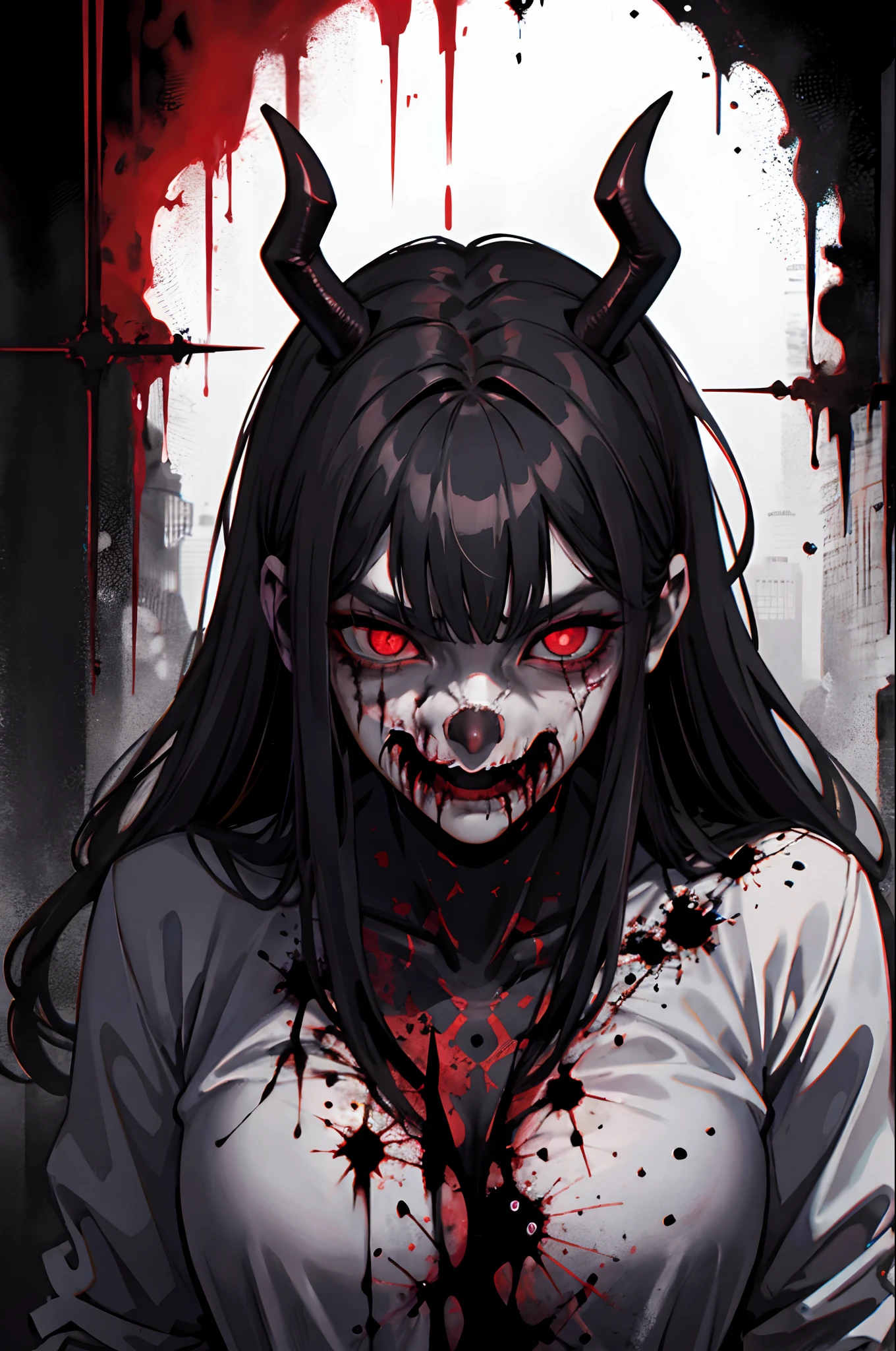 A close up view of sinister and glowing demonic eyes, dark chilling horror film elements, perfect masterpiece, high quality, high resolution