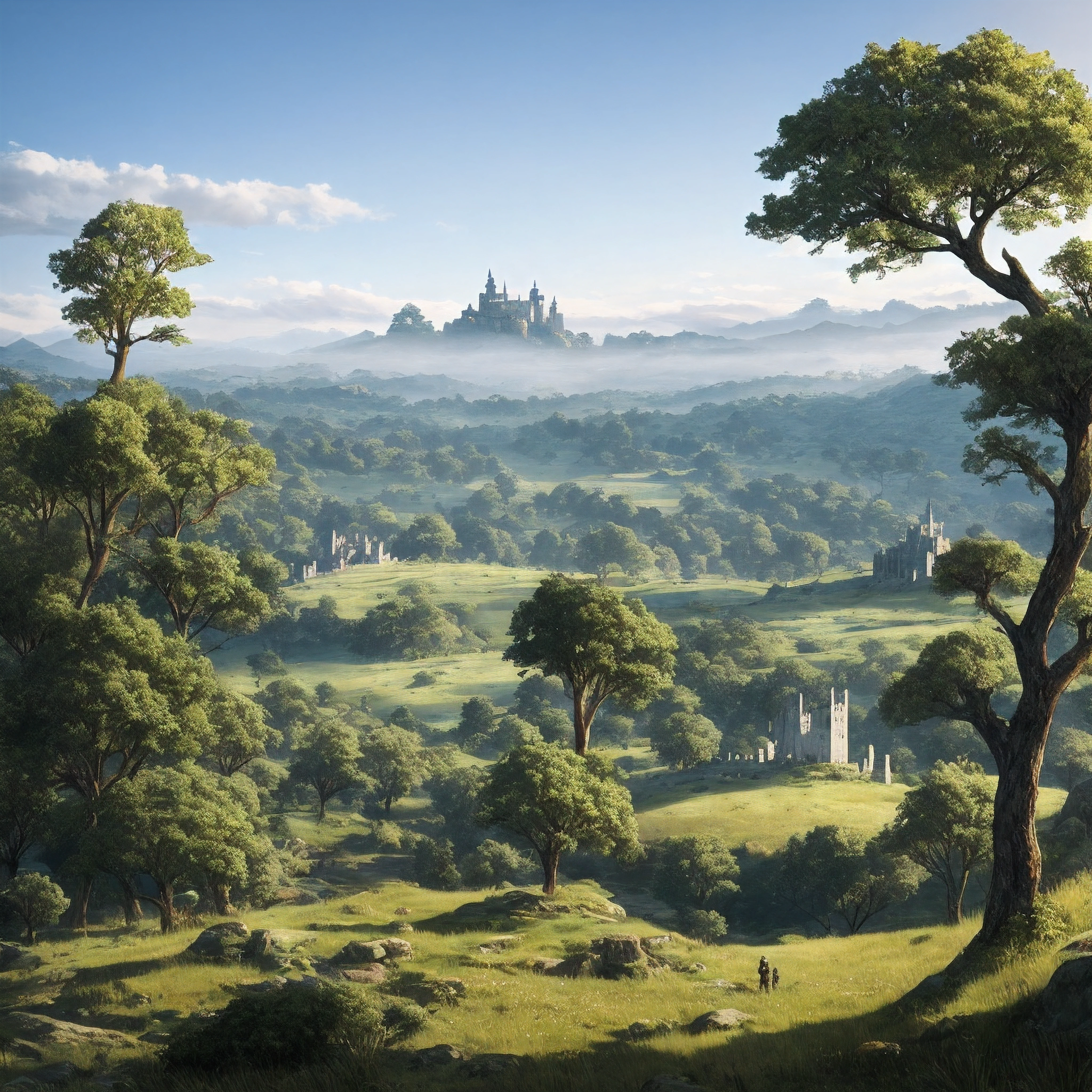 An ultra-realistic poster [[[[medindo 610 altura x914 mm de comprimento]]]], Fantastic scenery with vertical rocks on one side and the other, Enquadrando a cena, Trees with colorful foliage complete the scenery, no horizonte na frente da menina, cachoeiras caem das montanhas. Obra-prima super detalhada, incredible realism, 16k, UHD, Engenheiro Unreal ,Daz Studio Iray