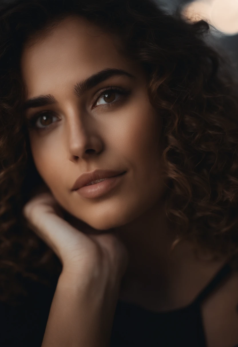 Moon, 27 ans.brown eyes small nose curly hair dimples shapes beautiful silouhette and well stylish