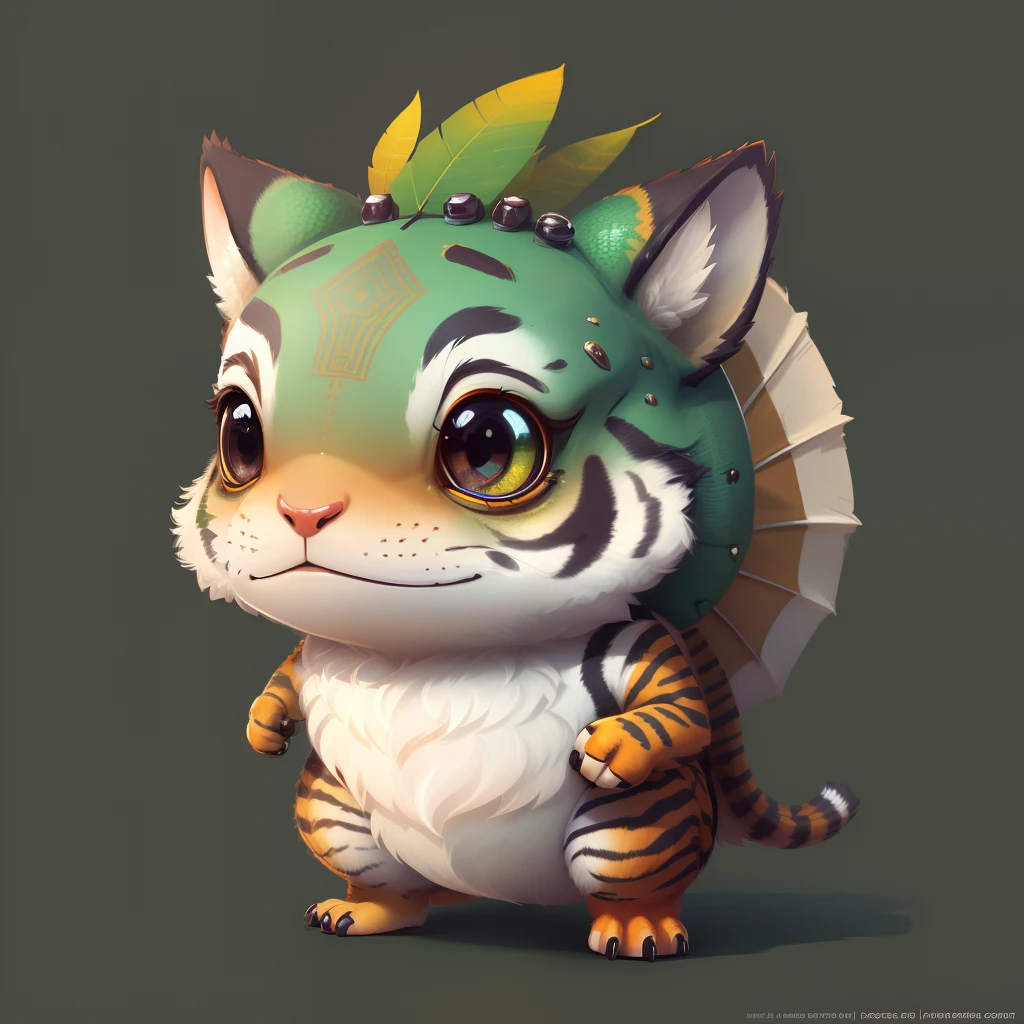 cute portrait (dicuki:1.1) Como uma (Tiger feathers:0.9), Digital art , Trending ArtStation, 4K, High detail texture cup,full body detailing,
