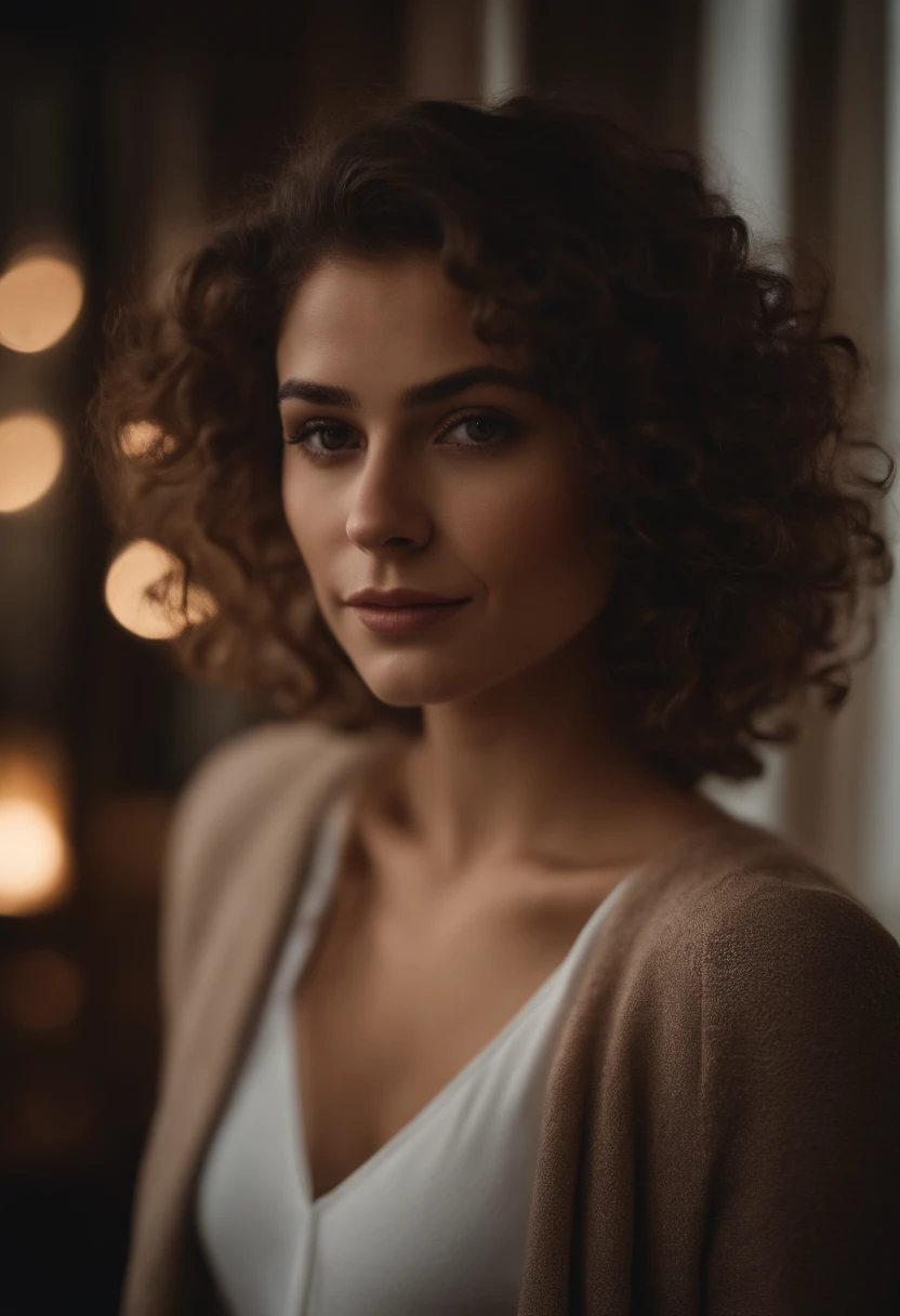 Jeune fille belle, 27 ans.brown eyes small nose curly hair dimples beautiful silouhette and well stylish