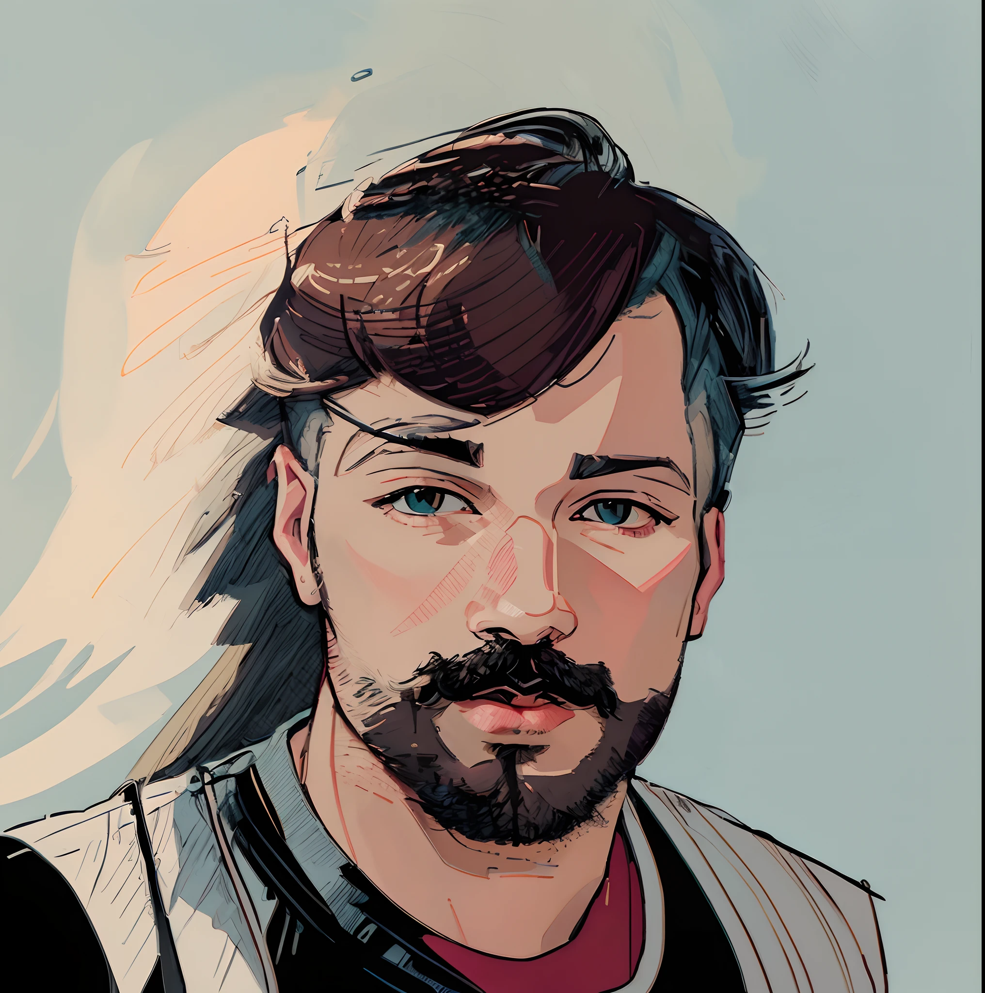 a drawing of a man with a beard and a mustache, line art portrait, character concept portrait of me, drawn in the style of mark arian, 2d portrait, character portrait of me, portrait illustration, detailed character portrait, detailed illustration portrait, drawn with photoshop, vector ink drawing, digital sketch, realistic self portrait, digital illustration portrait, digitally draw on wacom tablet