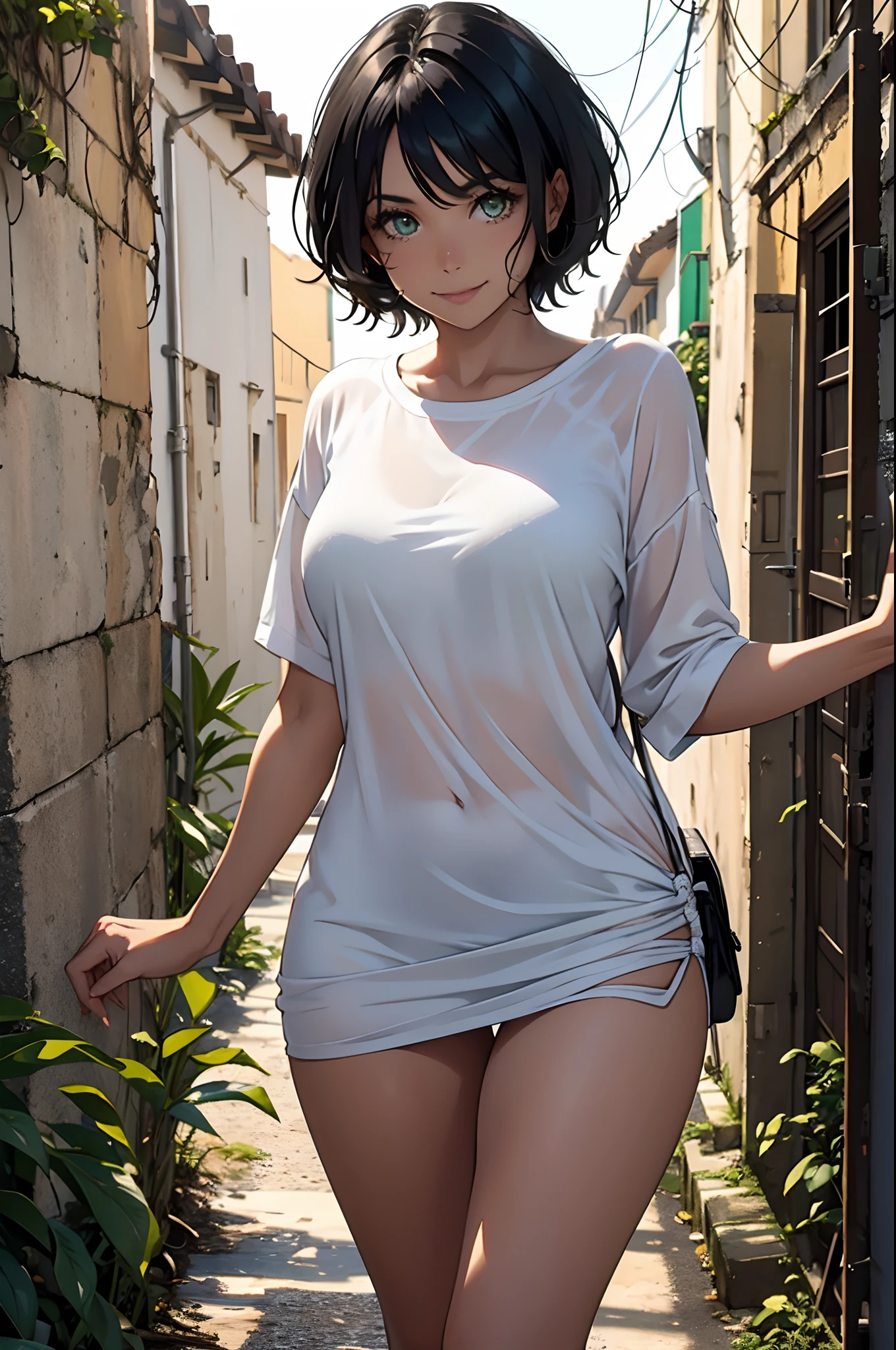 morena, black hair, white woman, white, linda, defined, messy hair, smile, latina, green eyes, short hair, BRAZIL