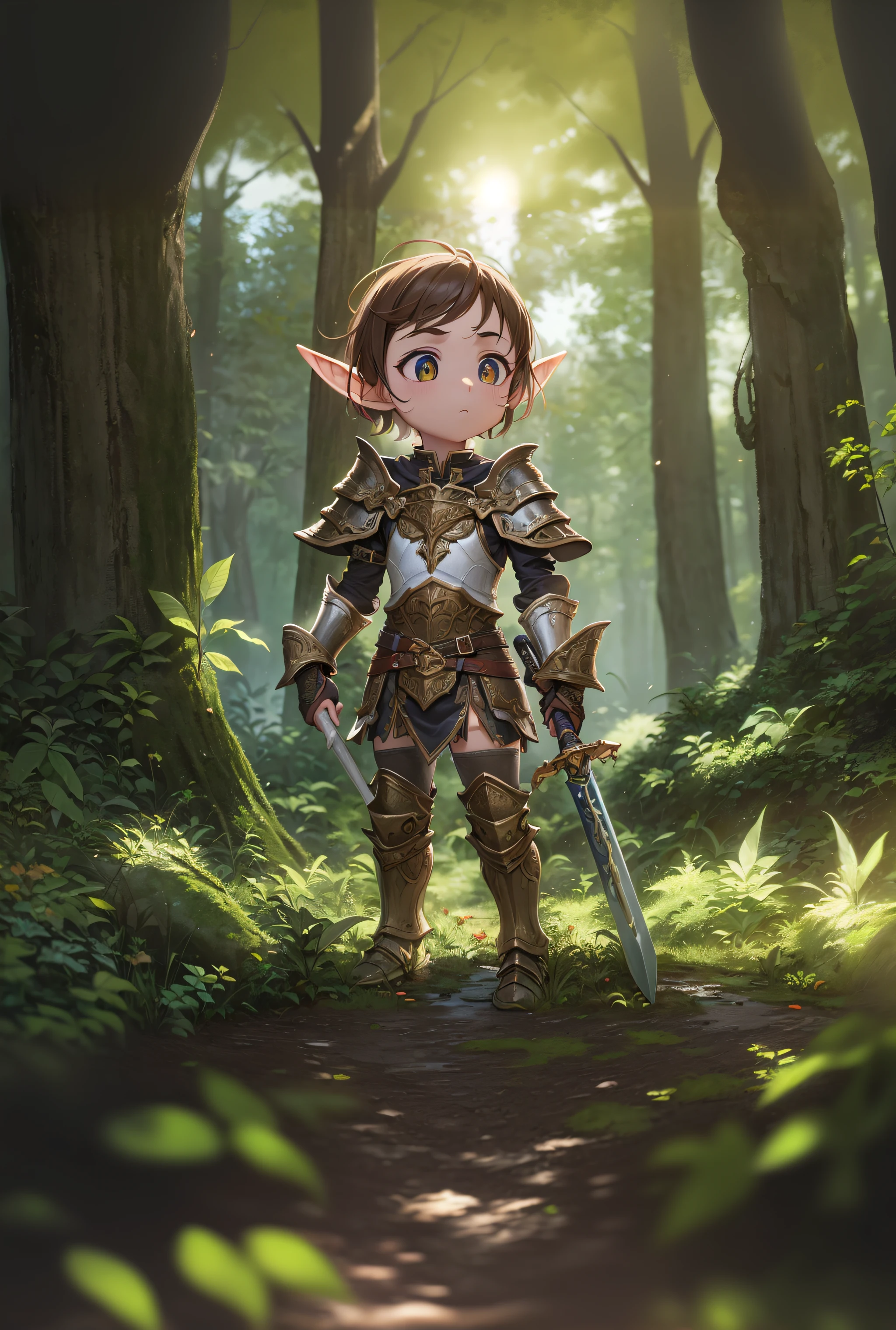 in a sunny forest, ground of a forest