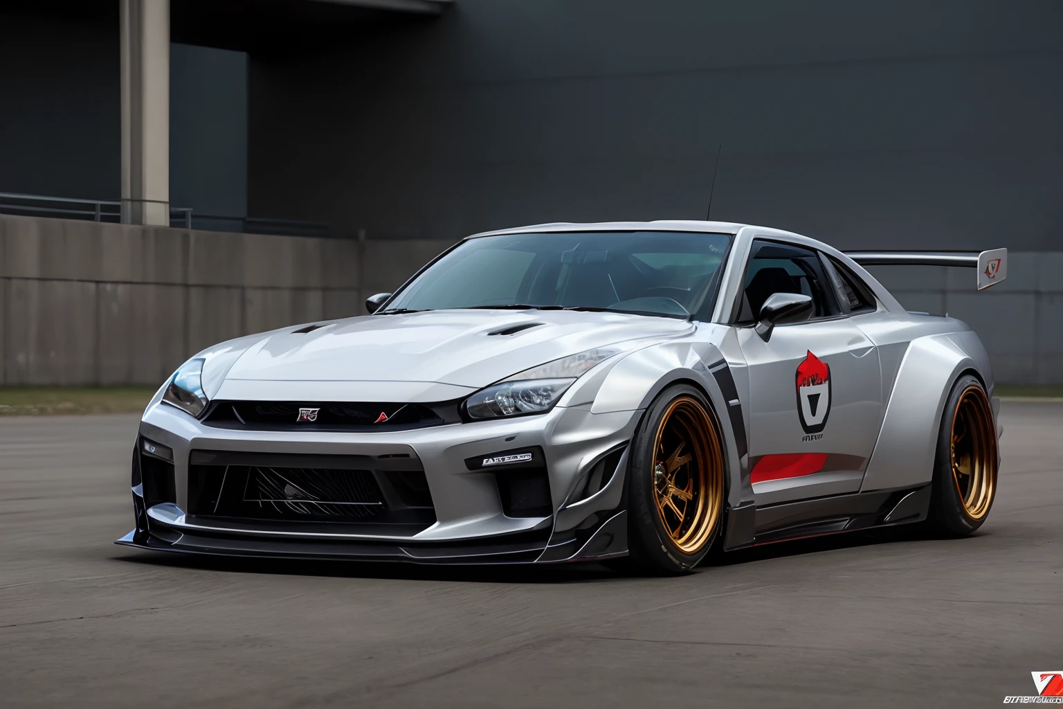 (LB-Works Full Complete: Liberty Walk)、(Nissan Skyline GTR/R-35)、(Flashy design)、(Hypercar)、Live-action、in detail、(Deep Rim、Discs are also detailed)、Wide tires、Running on the race track、