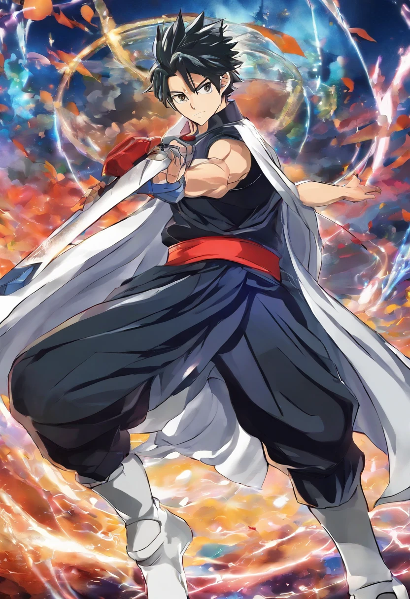Poderoso vinking personagem de anime, masculino, peito descoberto, beserk, cabelo moecano da cor preta, muscular physique , Anime depiction, 4k resolution. campo de batalha de fundo: segurando um grande machado ,UHD 32k, melhor qualidade, master part, Super Detalhe, Detalhes altos.